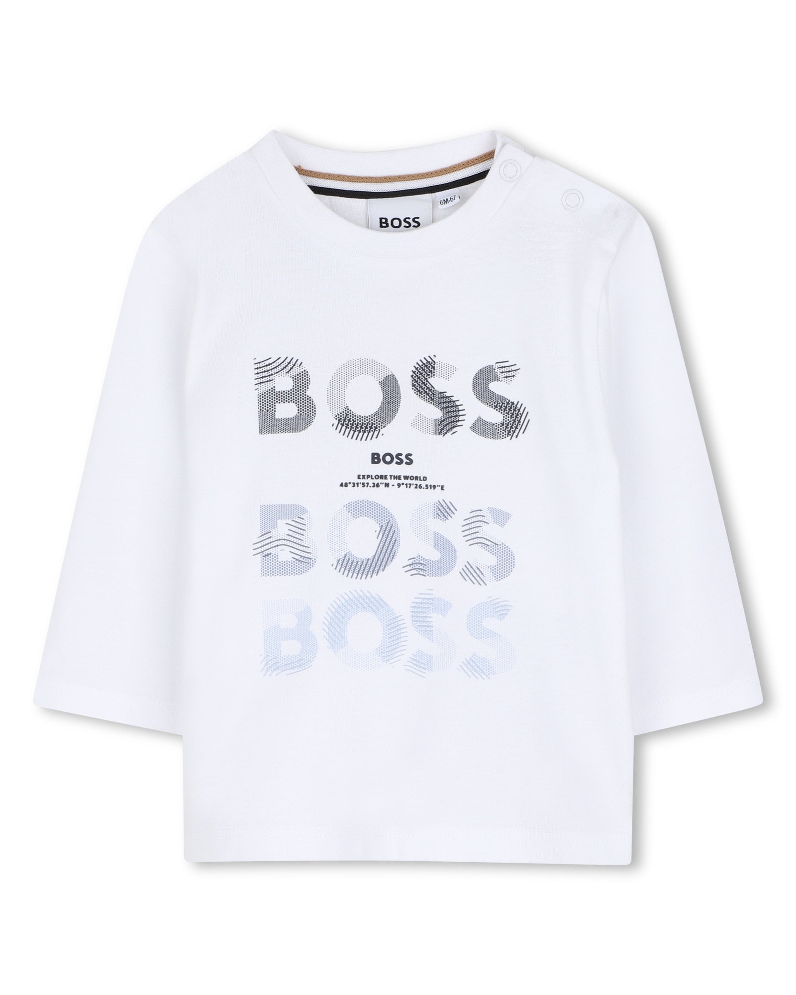 Imagen 0 de Camiseta de bebé niño de manga larga con estampado grande Blanco