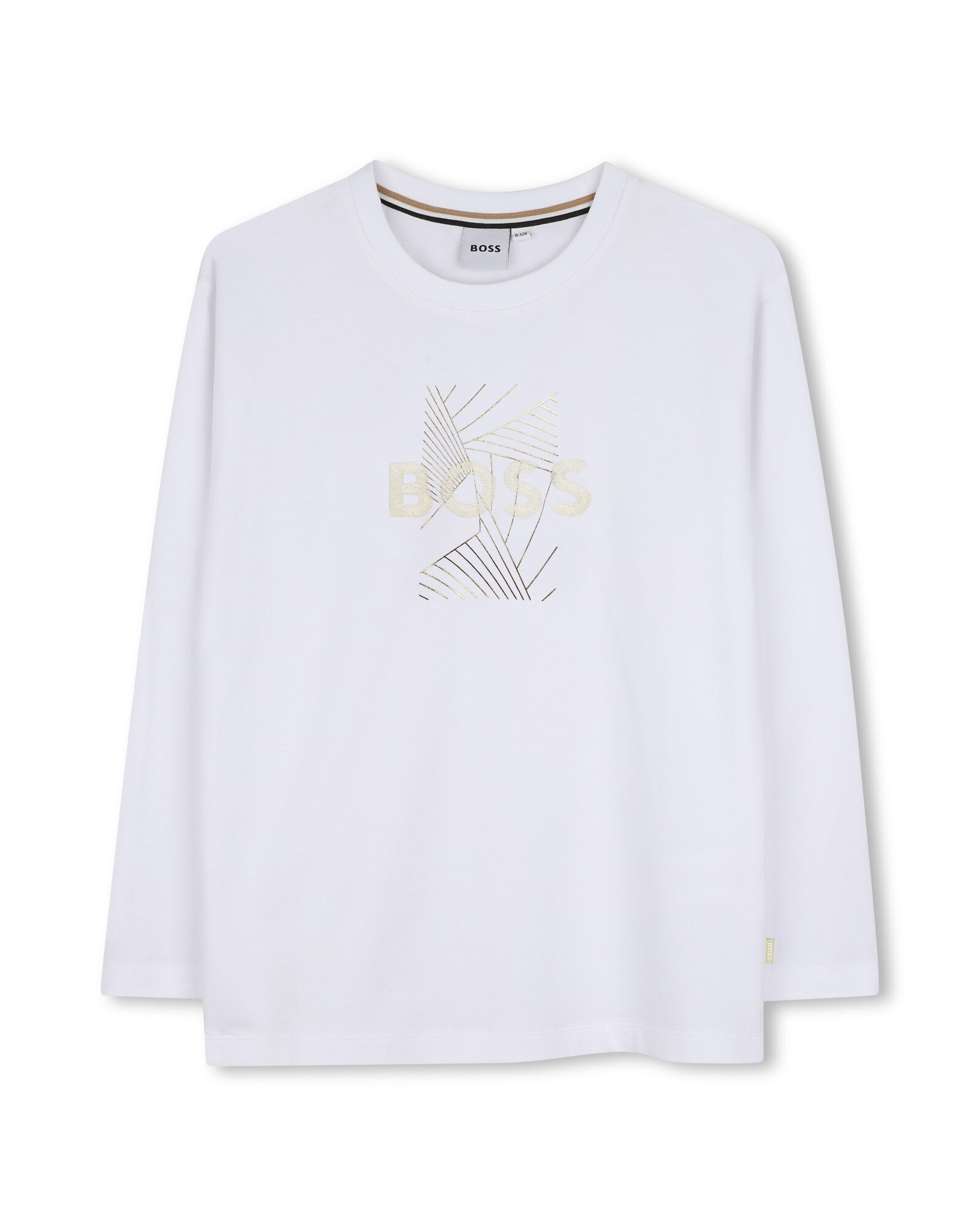 Camiseta de niña de manga larga con estampado grande - BOSS Kidswear - Blanco Blanco-1
