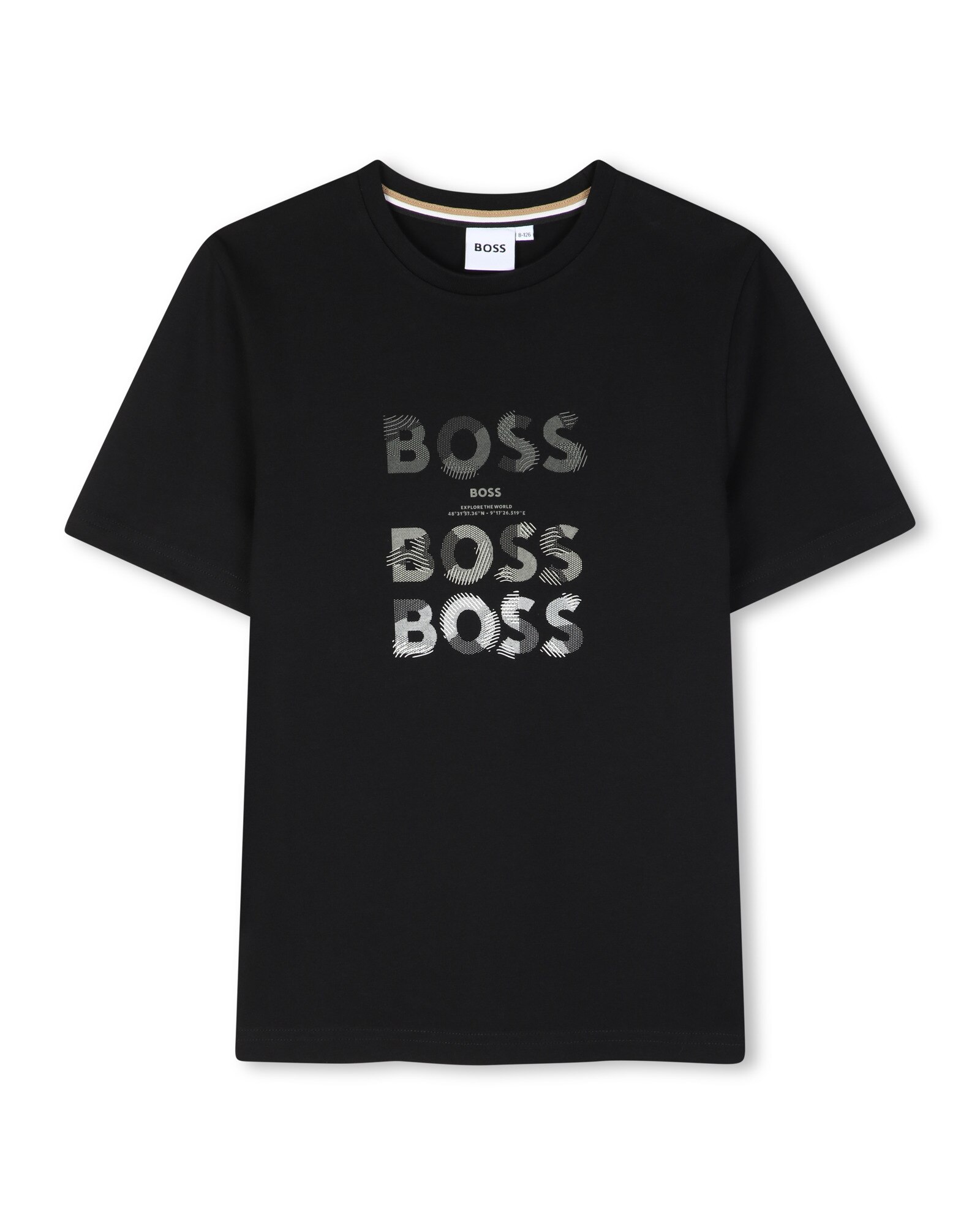 Camiseta de niño de manga corta con estampado grande - BOSS Kidswear - Negro Negro-1