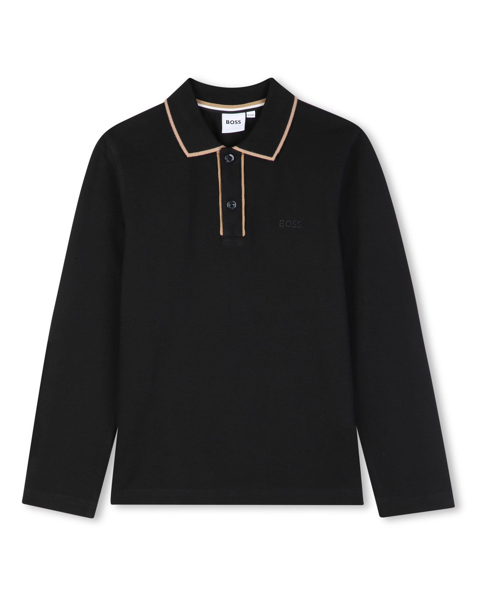 Polo de niño de manga larga con estampado grande - BOSS Kidswear - Negro Negro-1