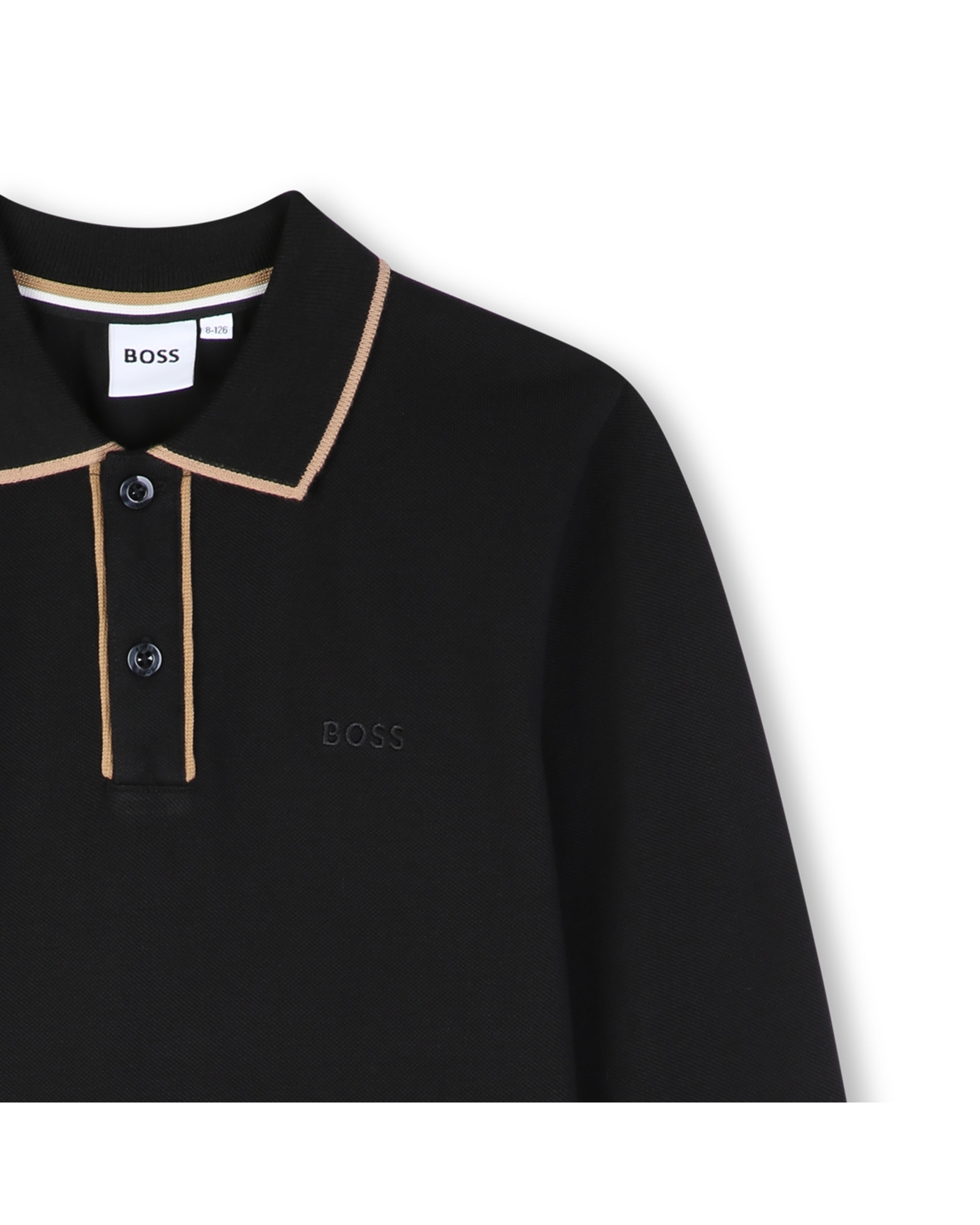 Polo de niño de manga larga con estampado grande - BOSS Kidswear - Negro Negro-2