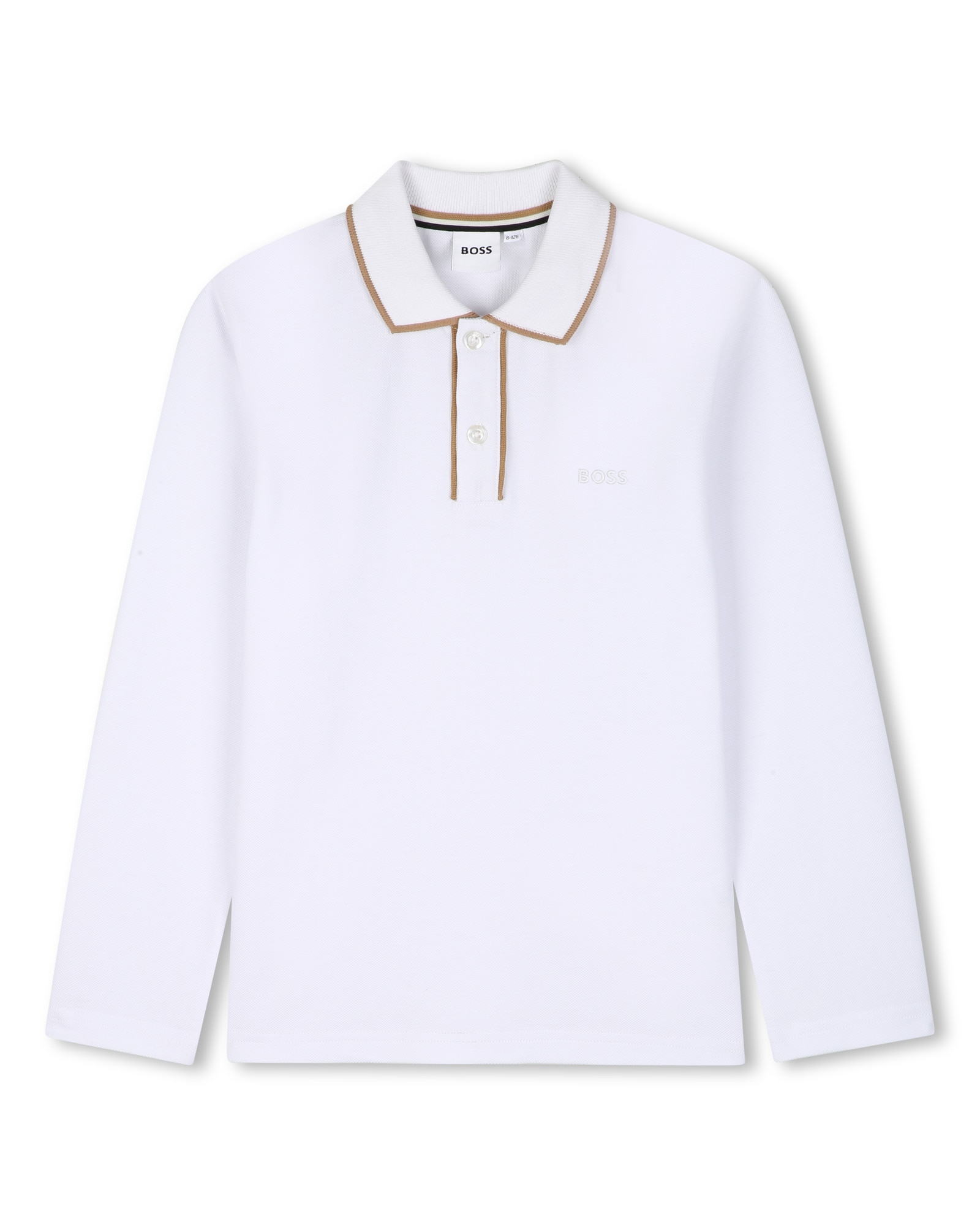 Polo de niño de manga larga con estampado grande - BOSS Kidswear - Blanco Blanco-1