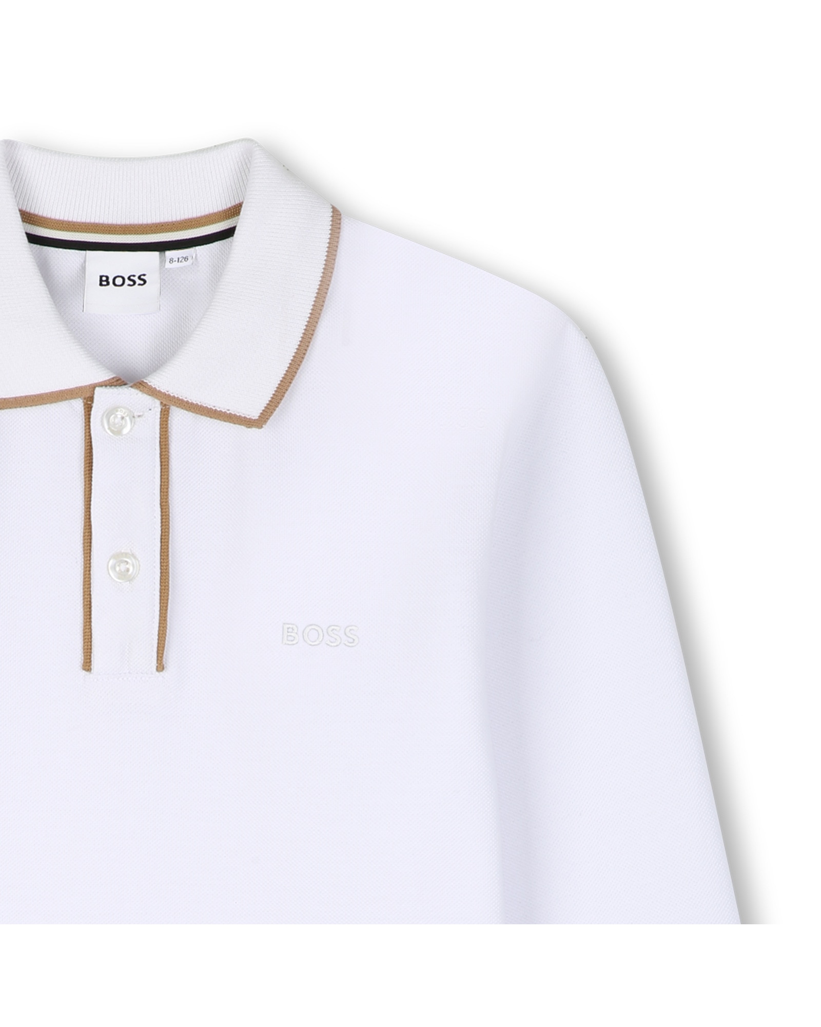 Polo de niño de manga larga con estampado grande - BOSS Kidswear - Blanco Blanco-2