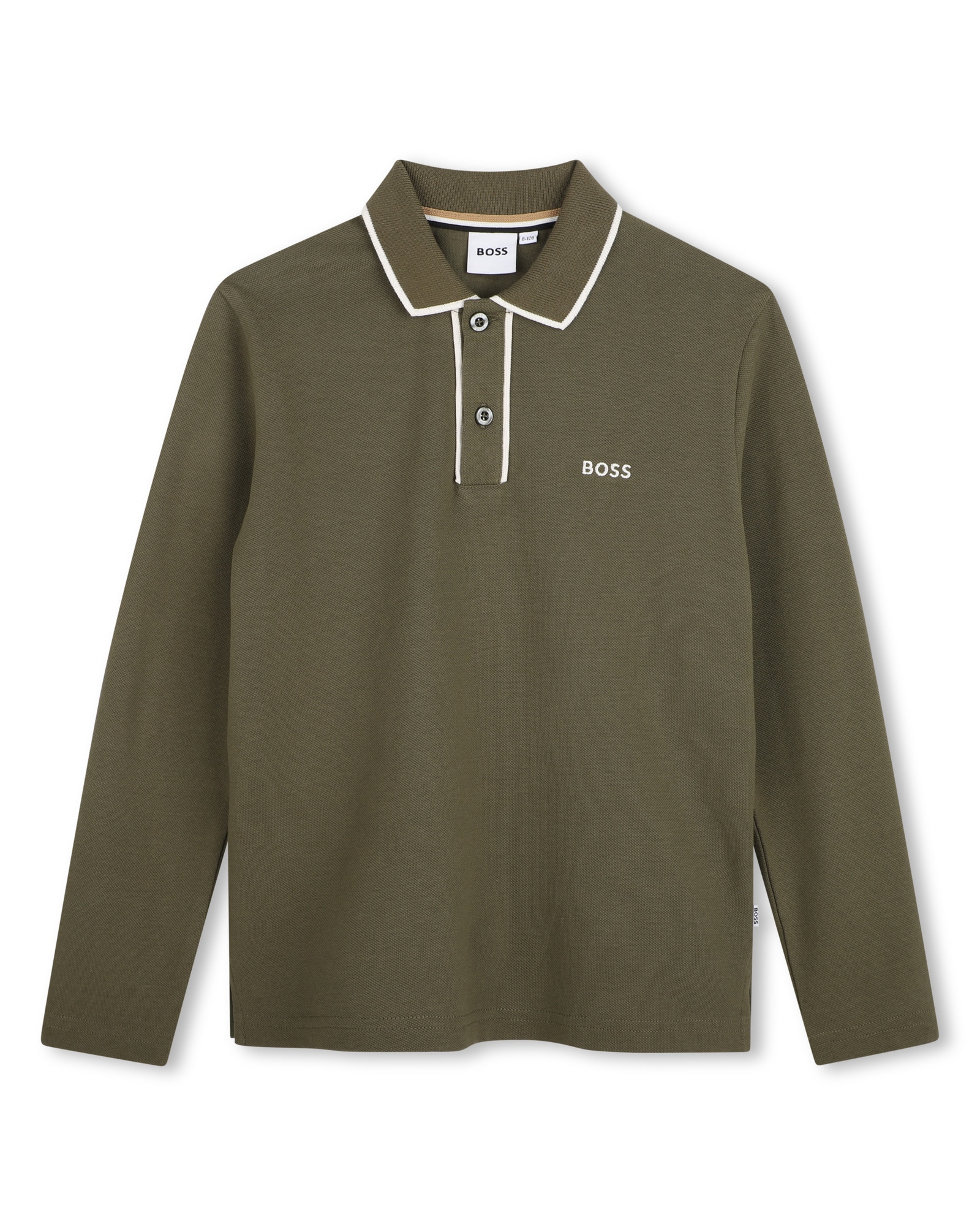 Polo de niño de manga larga con estampado grande - BOSS Kidswear - Verde Verde-1