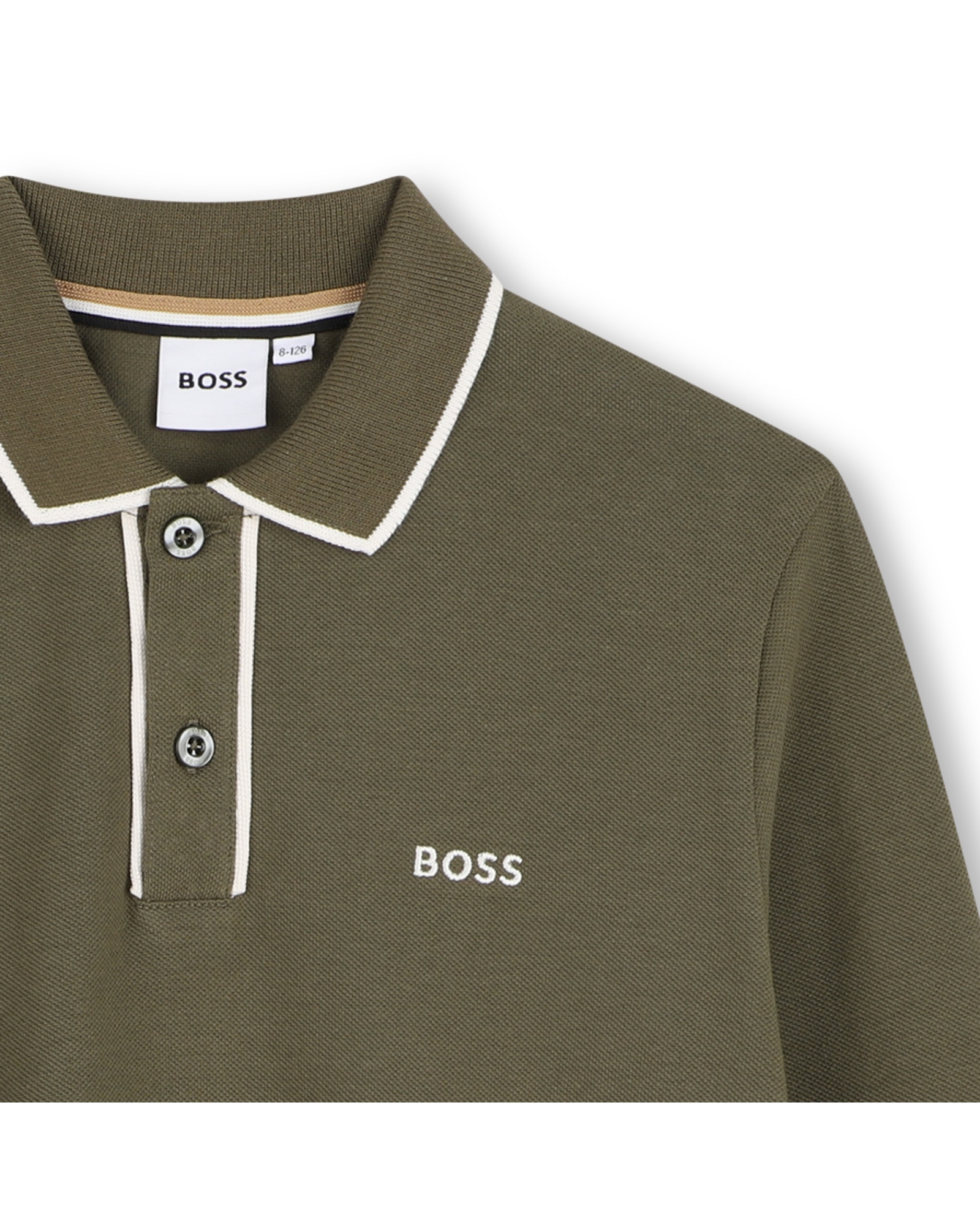 Polo de niño de manga larga con estampado grande - BOSS Kidswear - Verde Verde-2