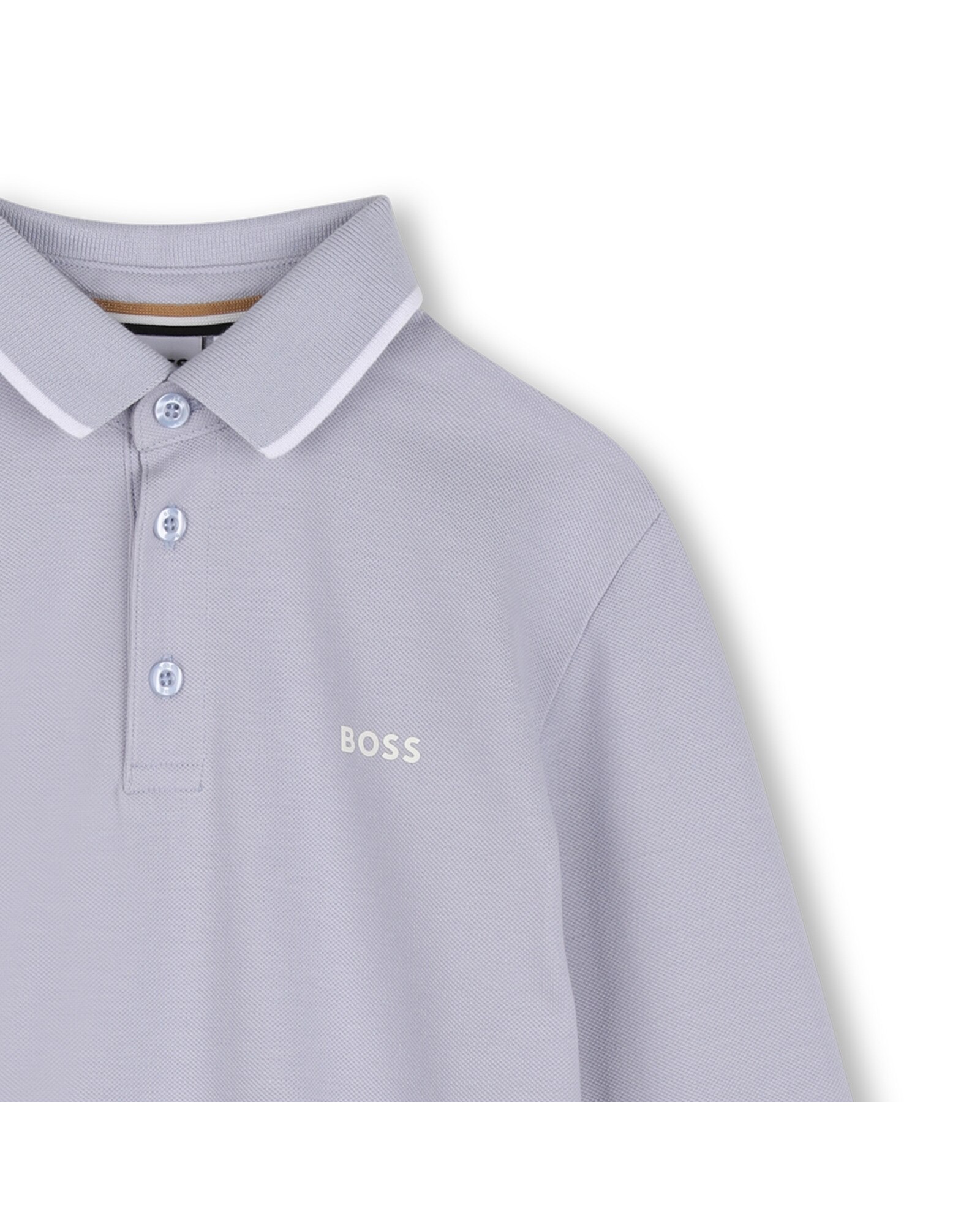 Polo de niño de manga larga con estampado grande - BOSS Kidswear - Azul claro Azul claro-2