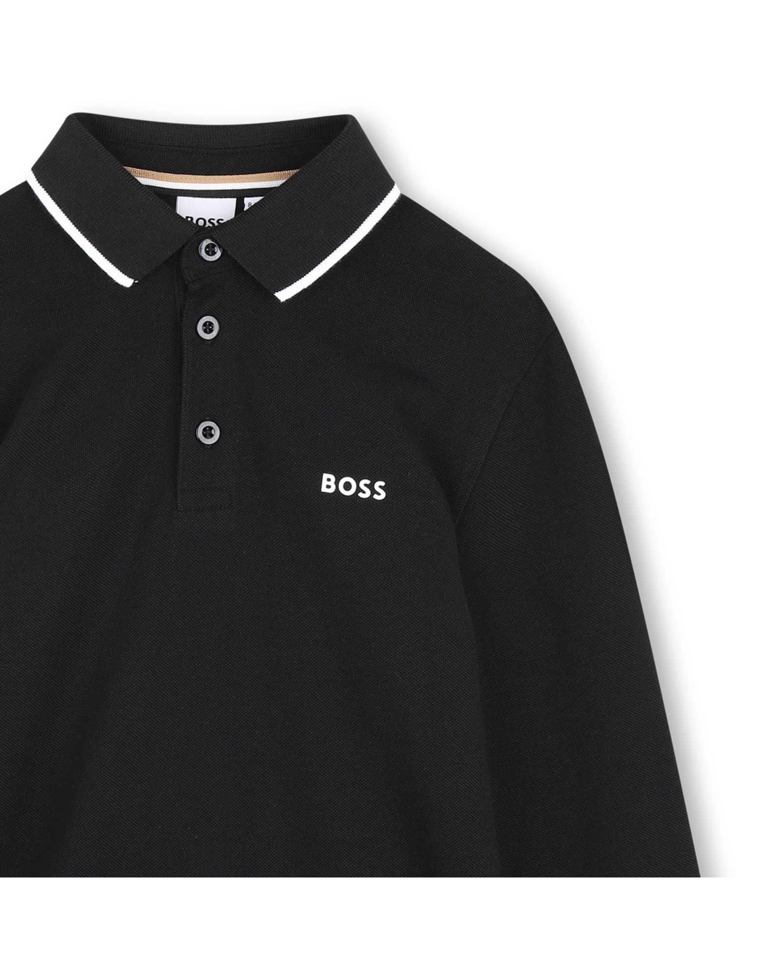 Polo de niño de manga larga con estampado grande - BOSS Kidswear - Negro Negro-2