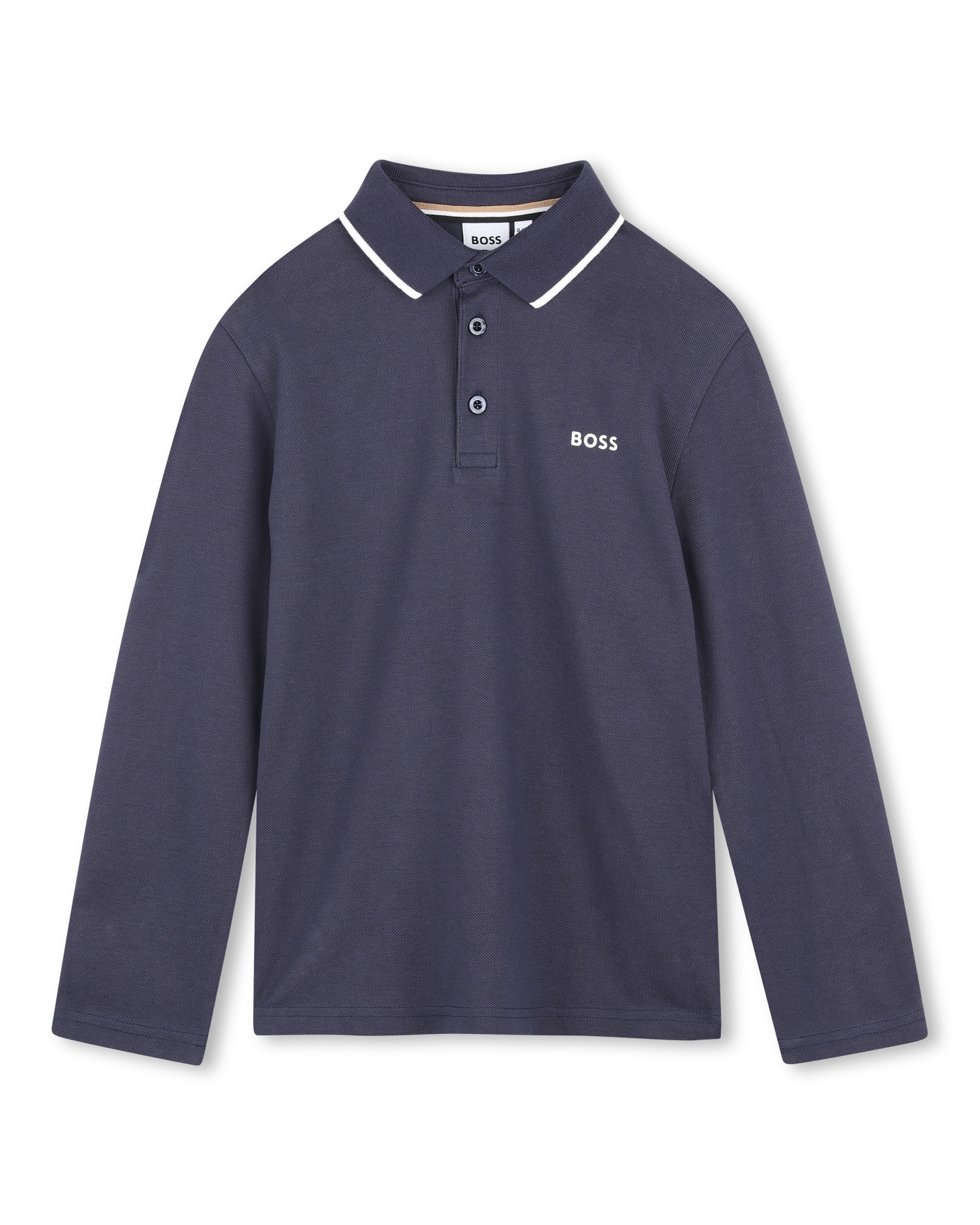 Polo de niño de manga larga con estampado grande - BOSS Kidswear - Azul marino Azul marino-1