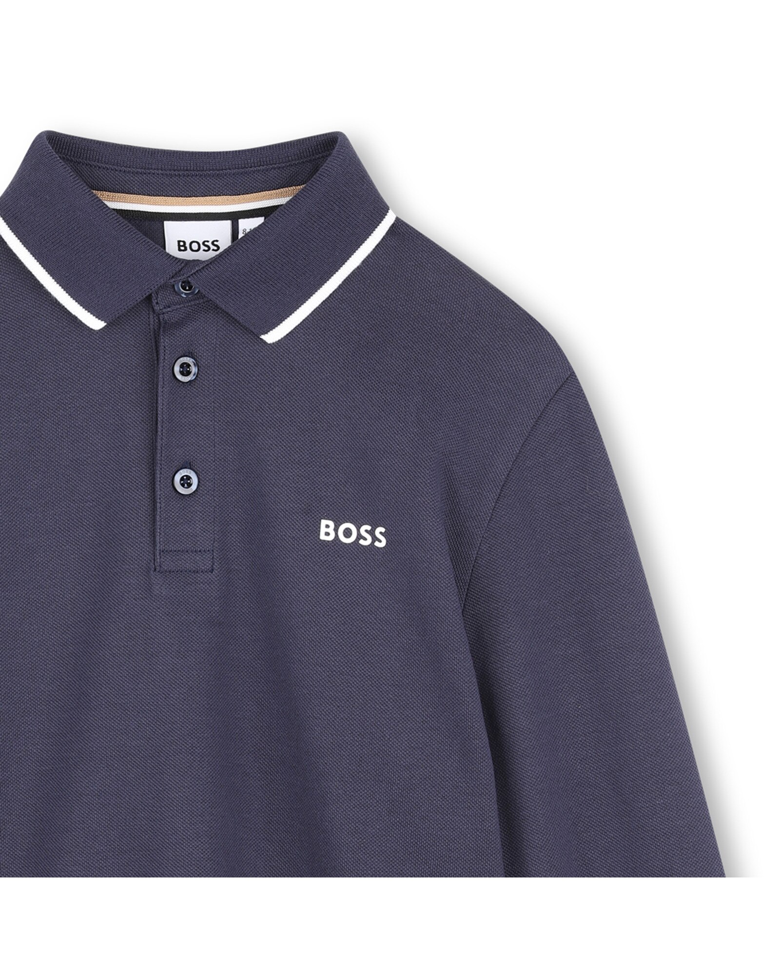 Polo de niño de manga larga con estampado grande - BOSS Kidswear - Azul marino Azul marino-2