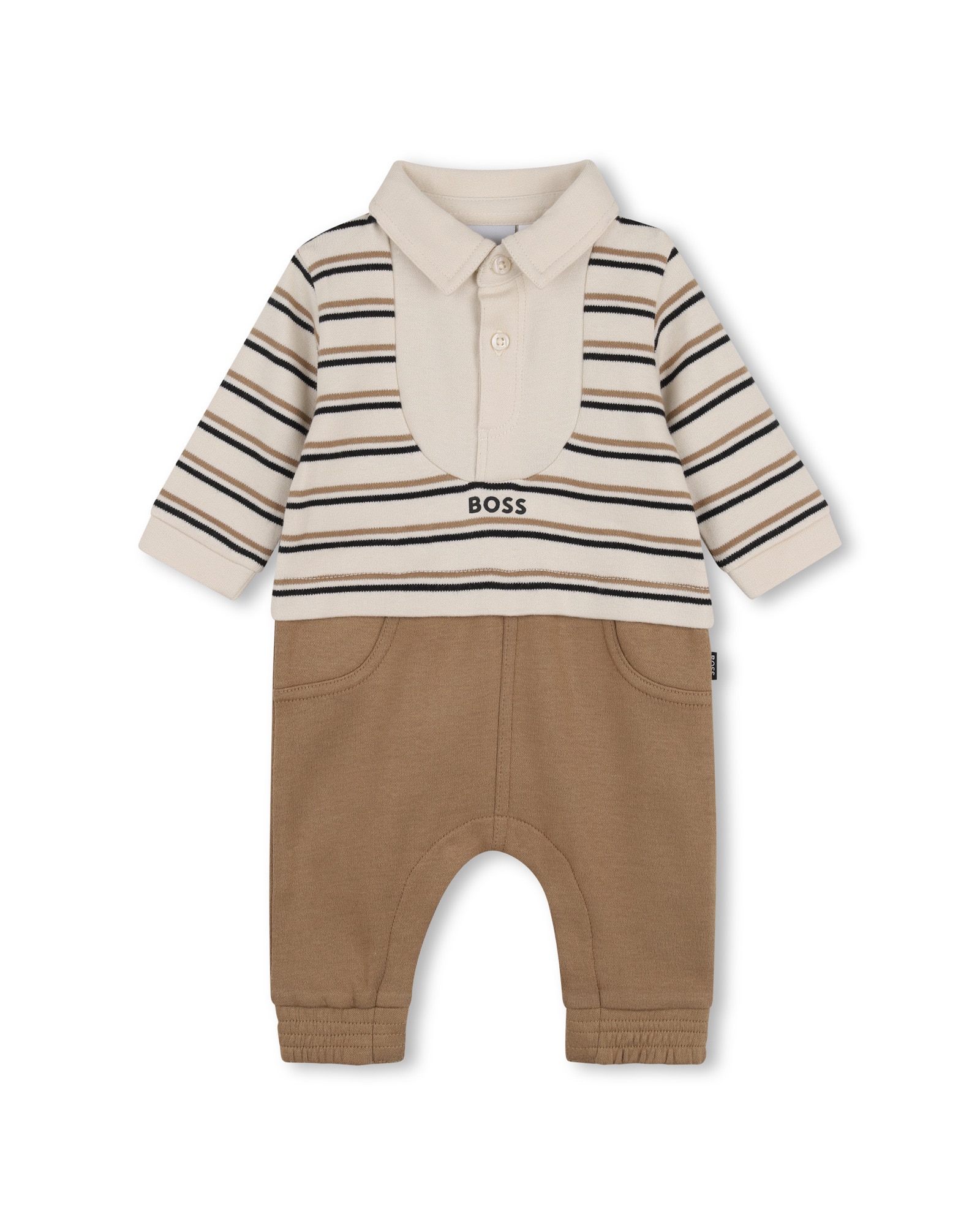 Peto de bebé niño con rayas - BOSS Kidswear - Crudo Crudo-2