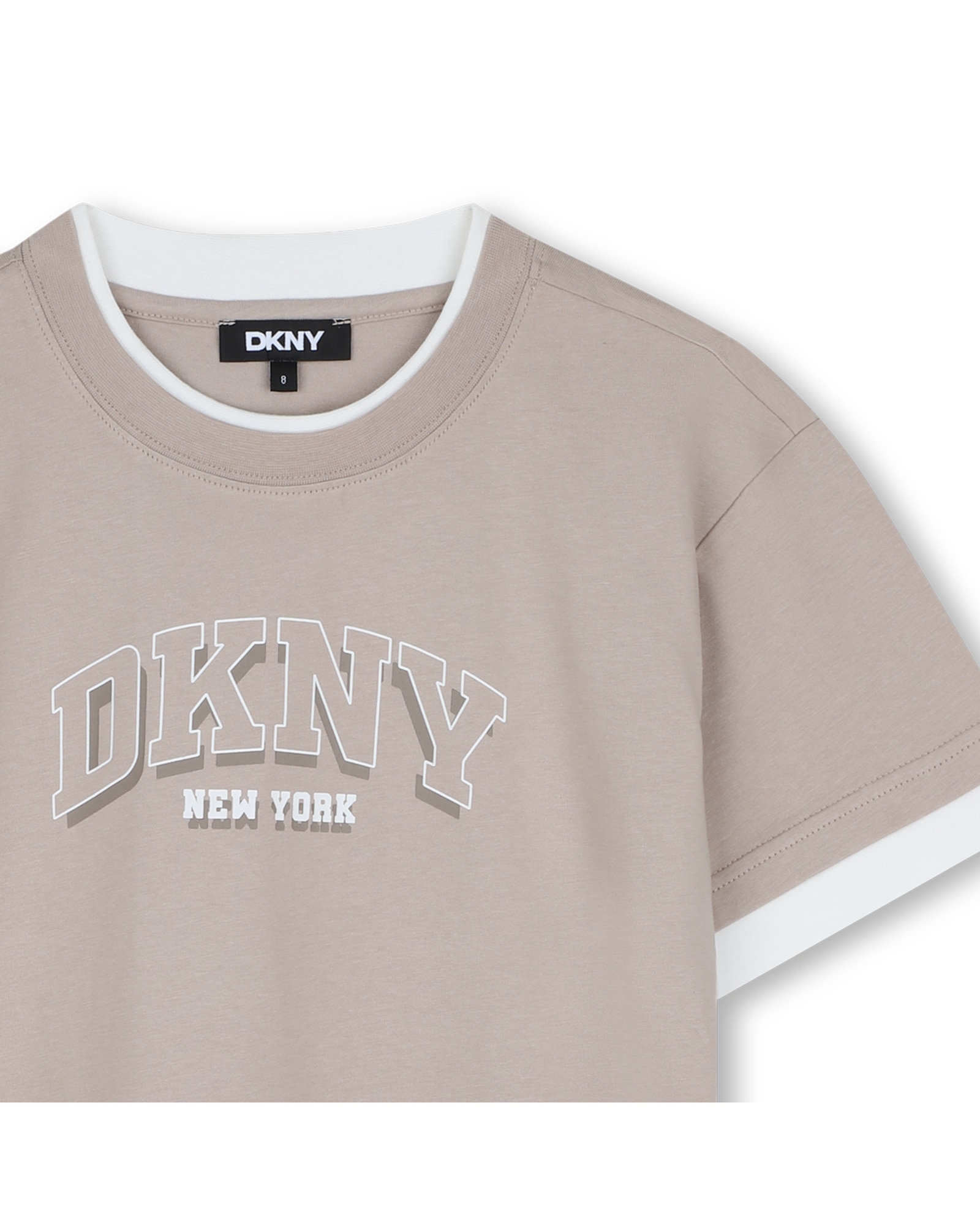 Camiseta de niño de manga larga con estampado grande - DKNY - Beige Beige-2
