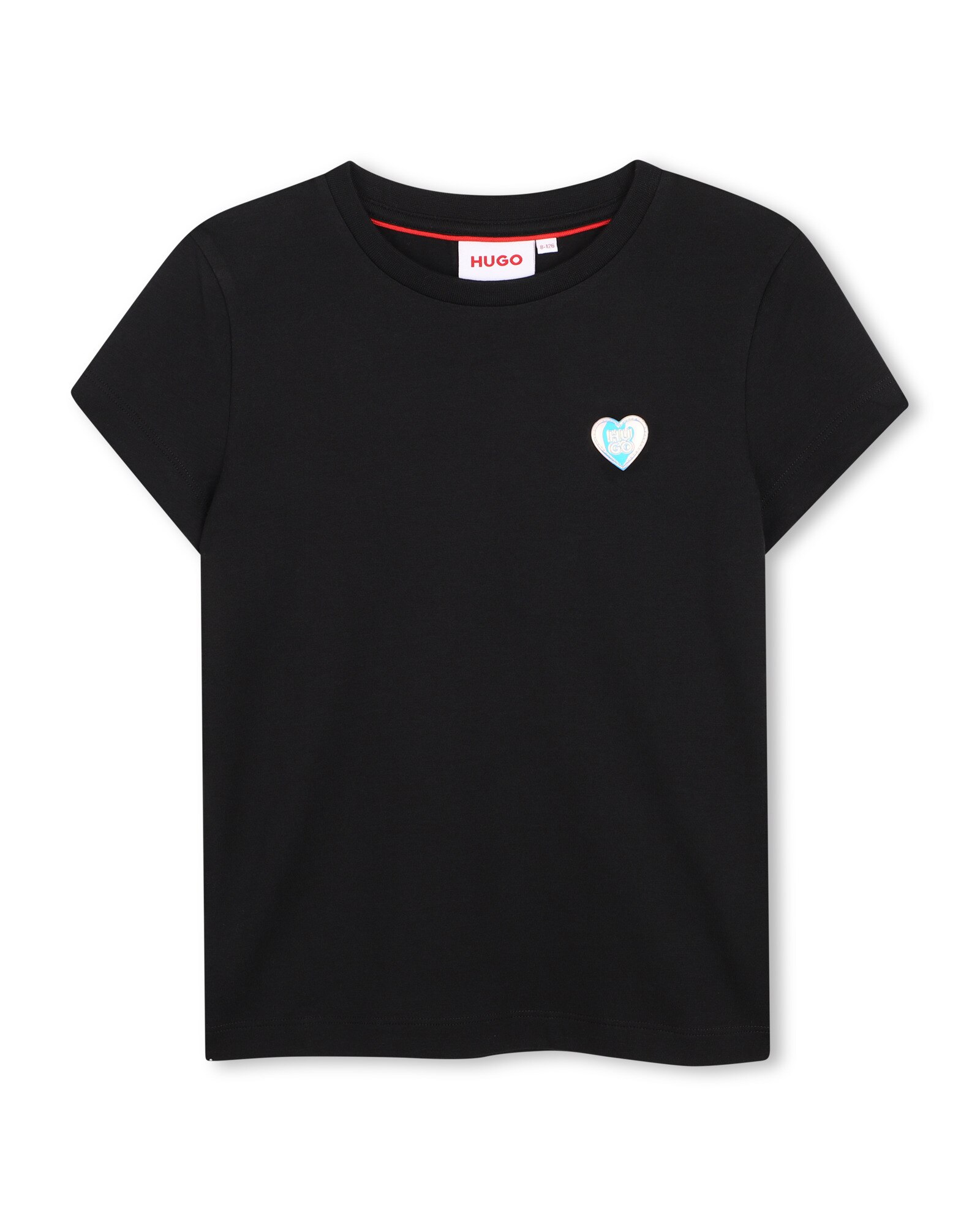 Camiseta de niña de manga corta liso - Hugo - Negro Negro-1