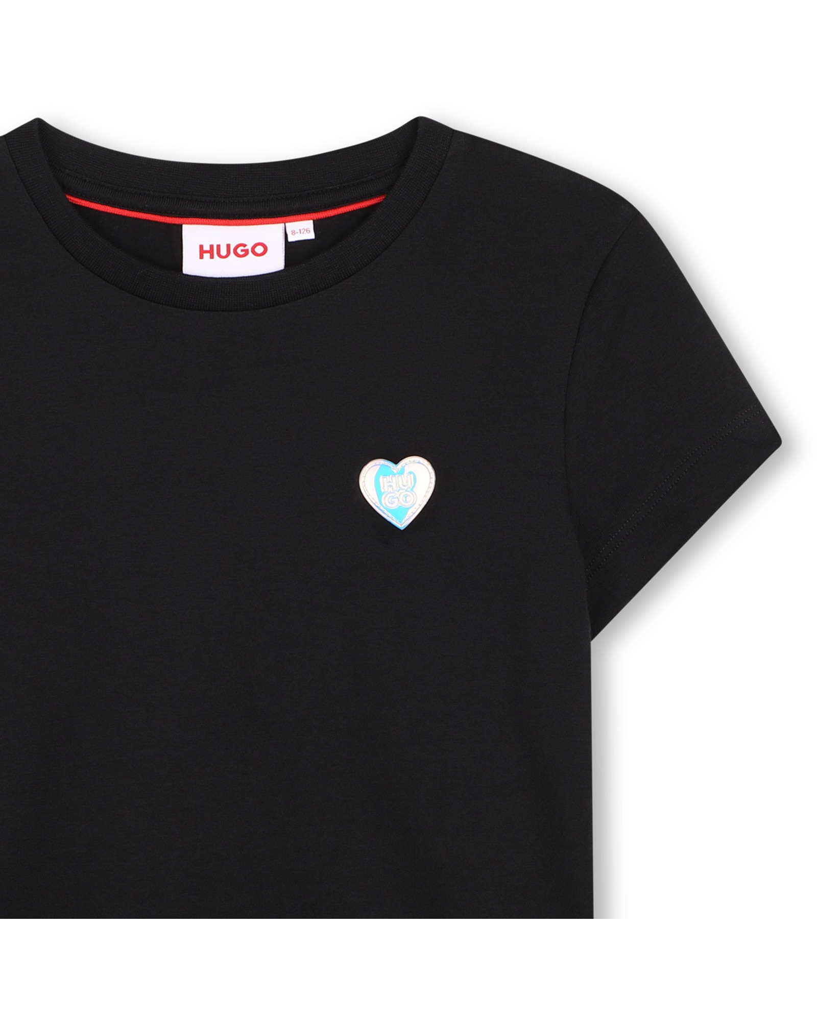 Camiseta de niña de manga corta liso - Hugo - Negro Negro-2