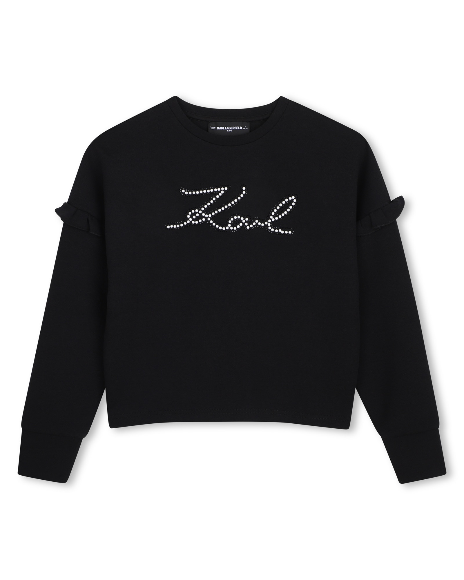 Imagen 0 de Sudadera con capucha de niña con estampado grande Negro