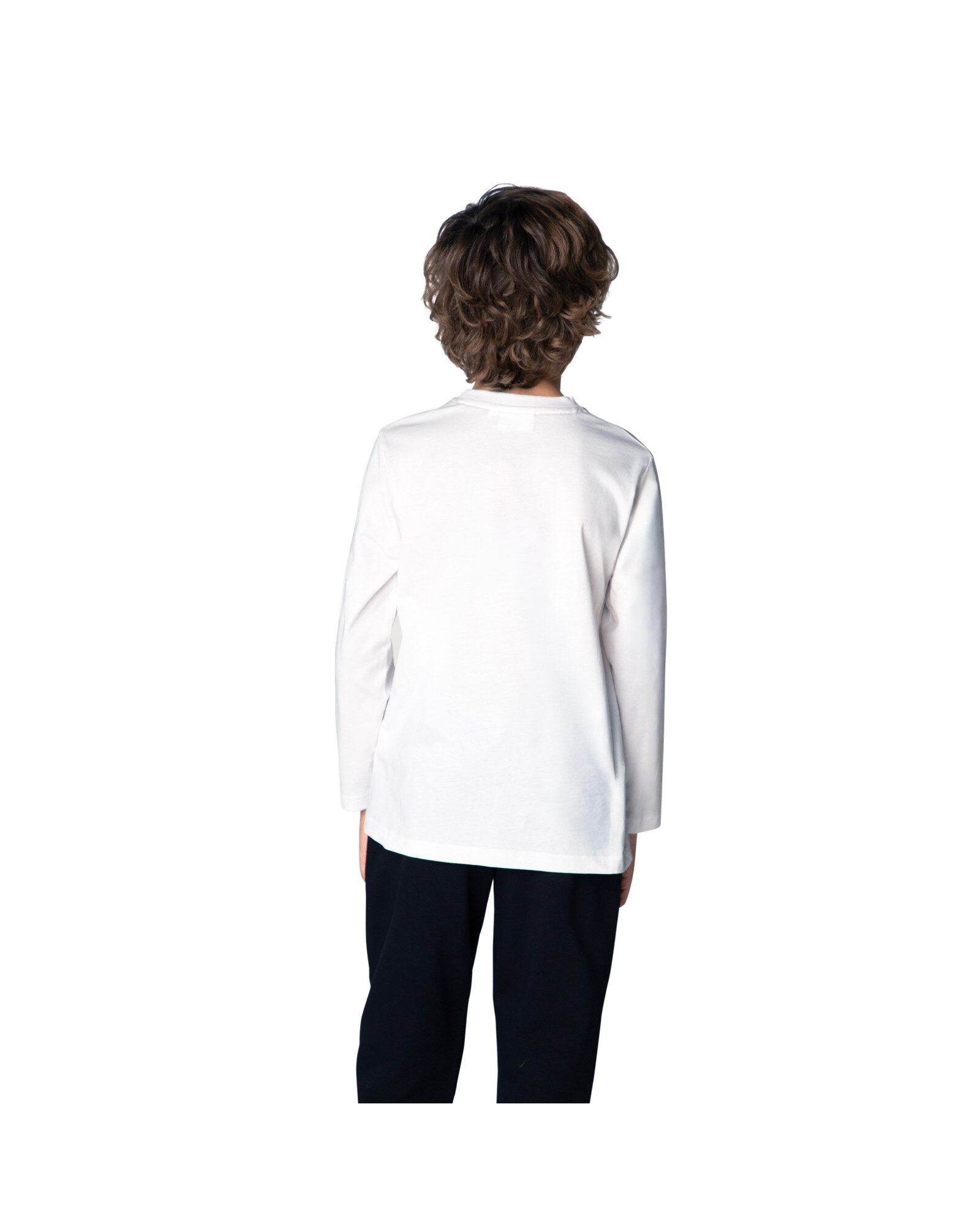 Camiseta de niño de manga larga liso - Hugo - Blanco Blanco-2