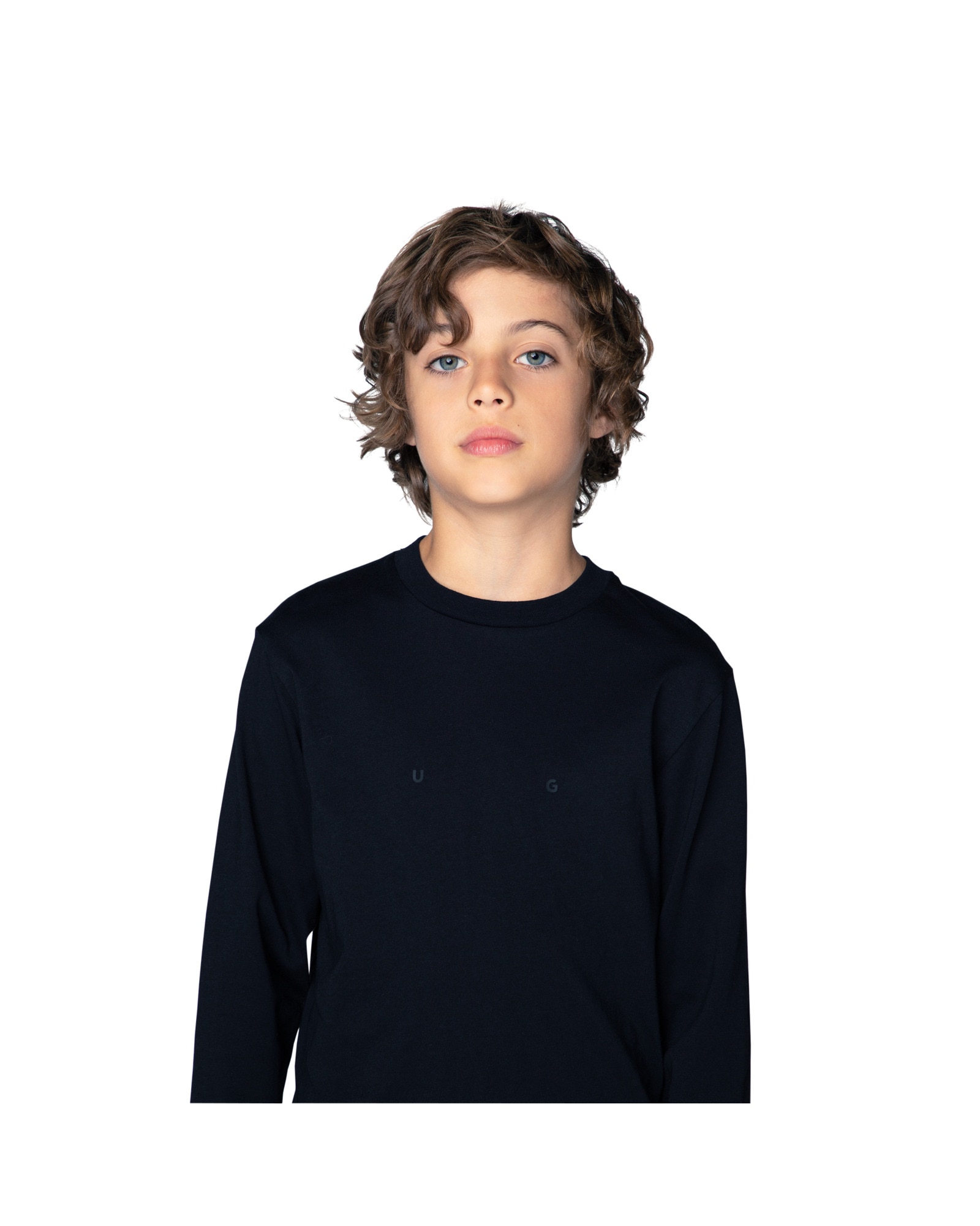 Camiseta de niño de manga larga liso - Hugo - Negro Negro-2