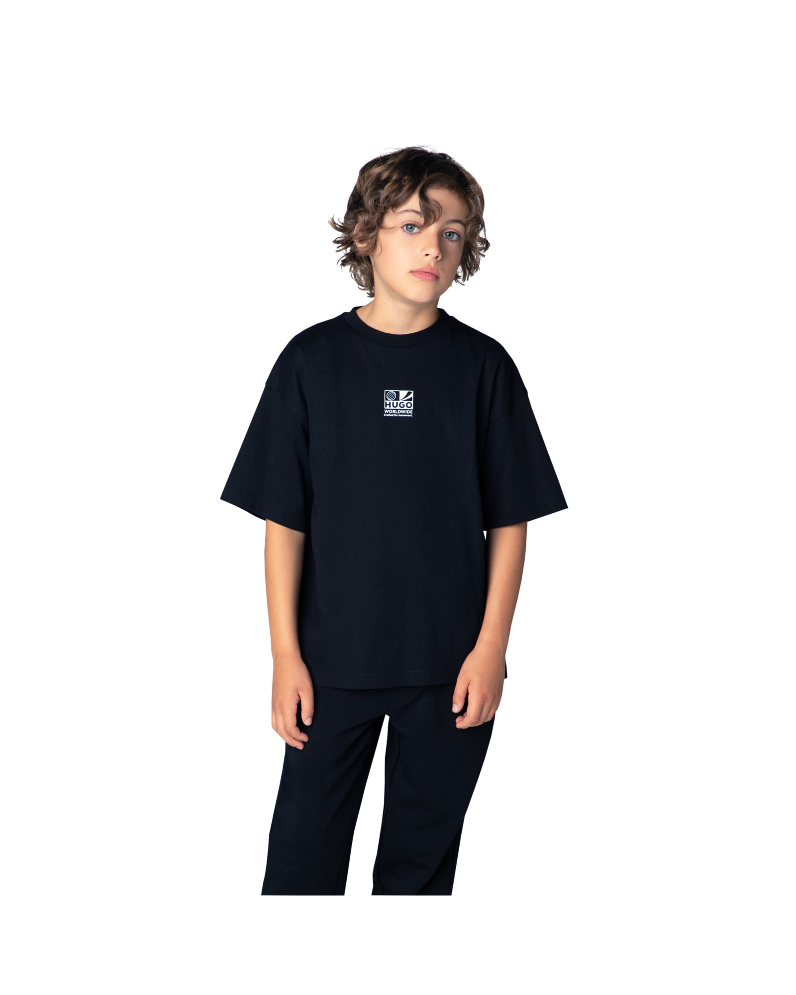 Imagen 0 de Camiseta de niño de manga corta con estampado grande Negro