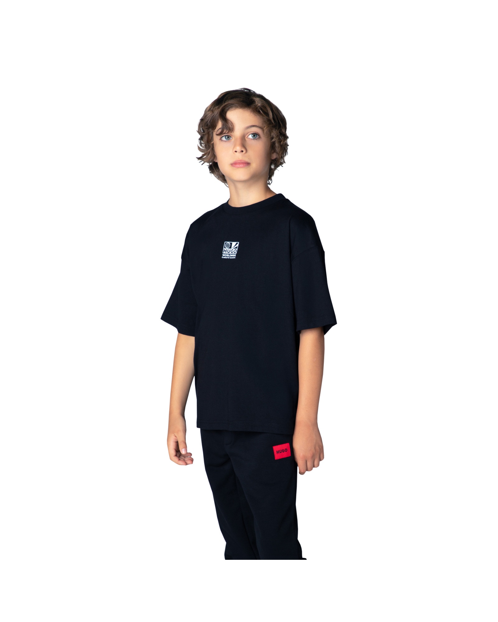 Camiseta de niño de manga corta con estampado grande - Hugo - Negro Negro-2