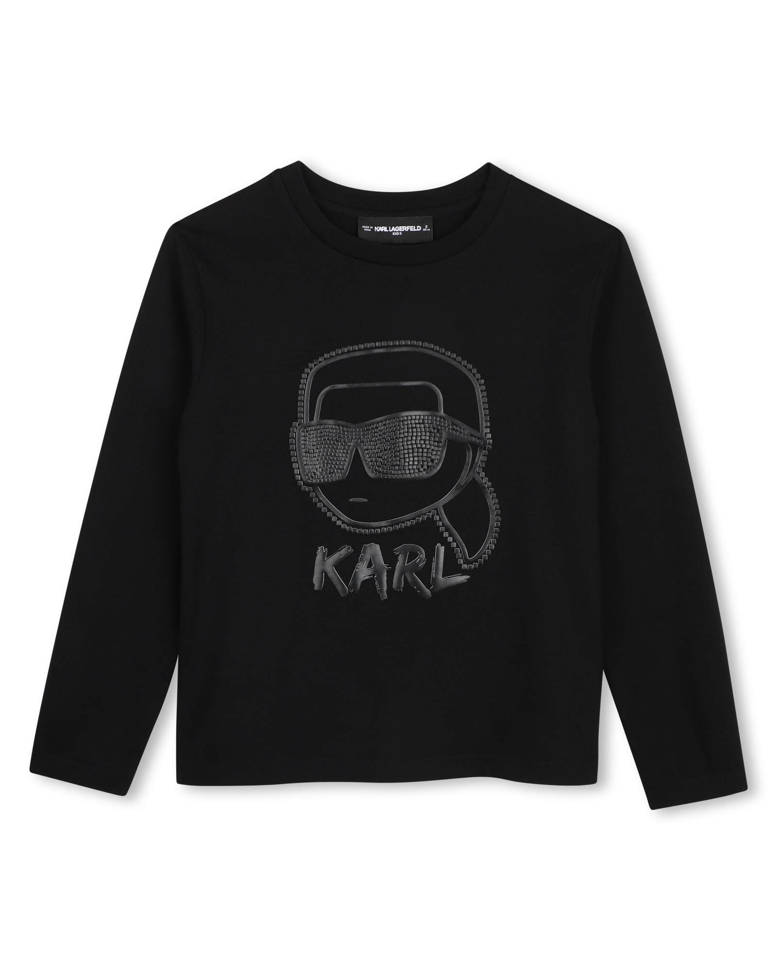 Imagen 1 de Camiseta de niño de manga larga con estampado grande Negro