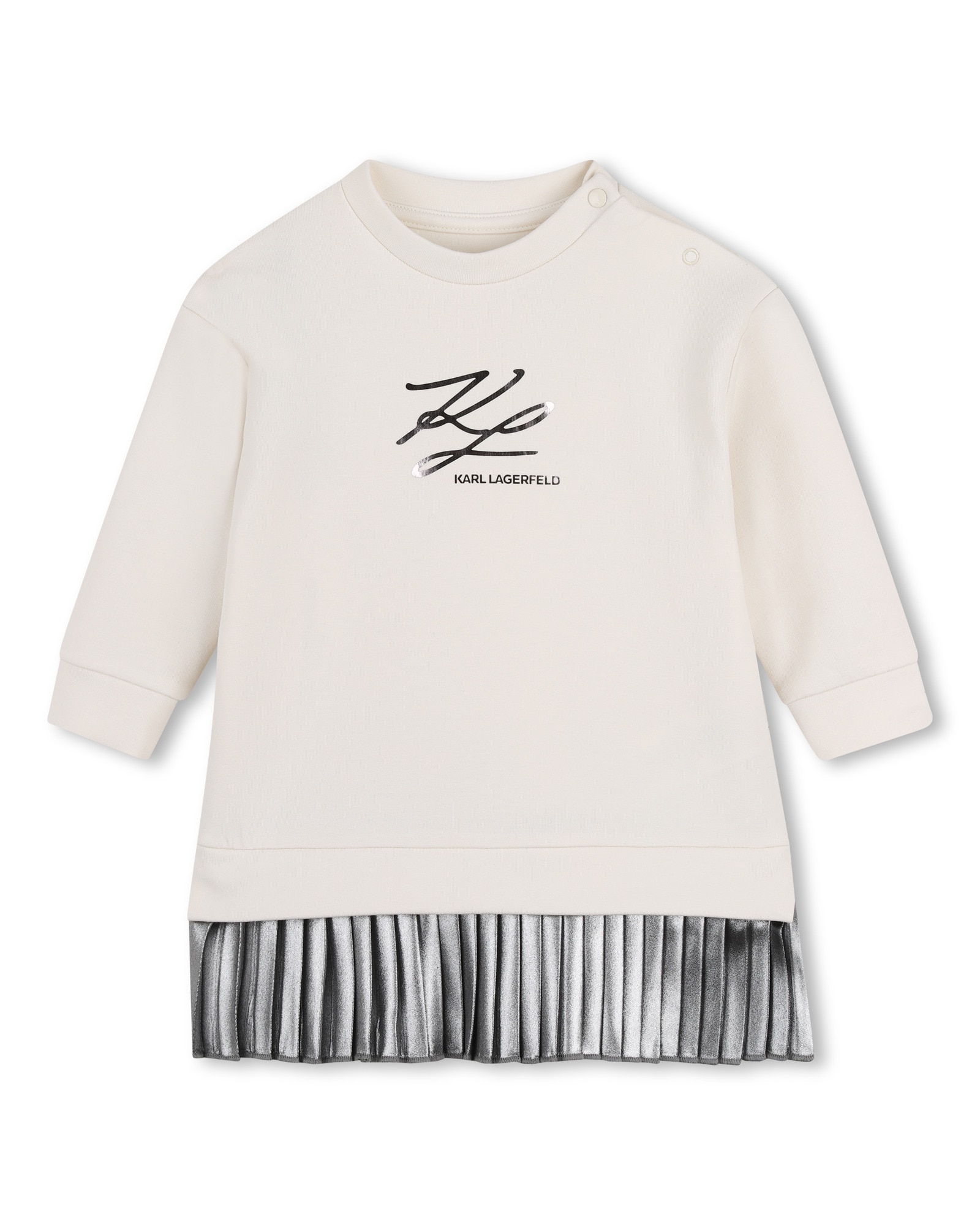 Imagen 1 de Vestido de bebé niña de manga larga con estampado grande - Karl Lagerfeld Kids - Crema Crema