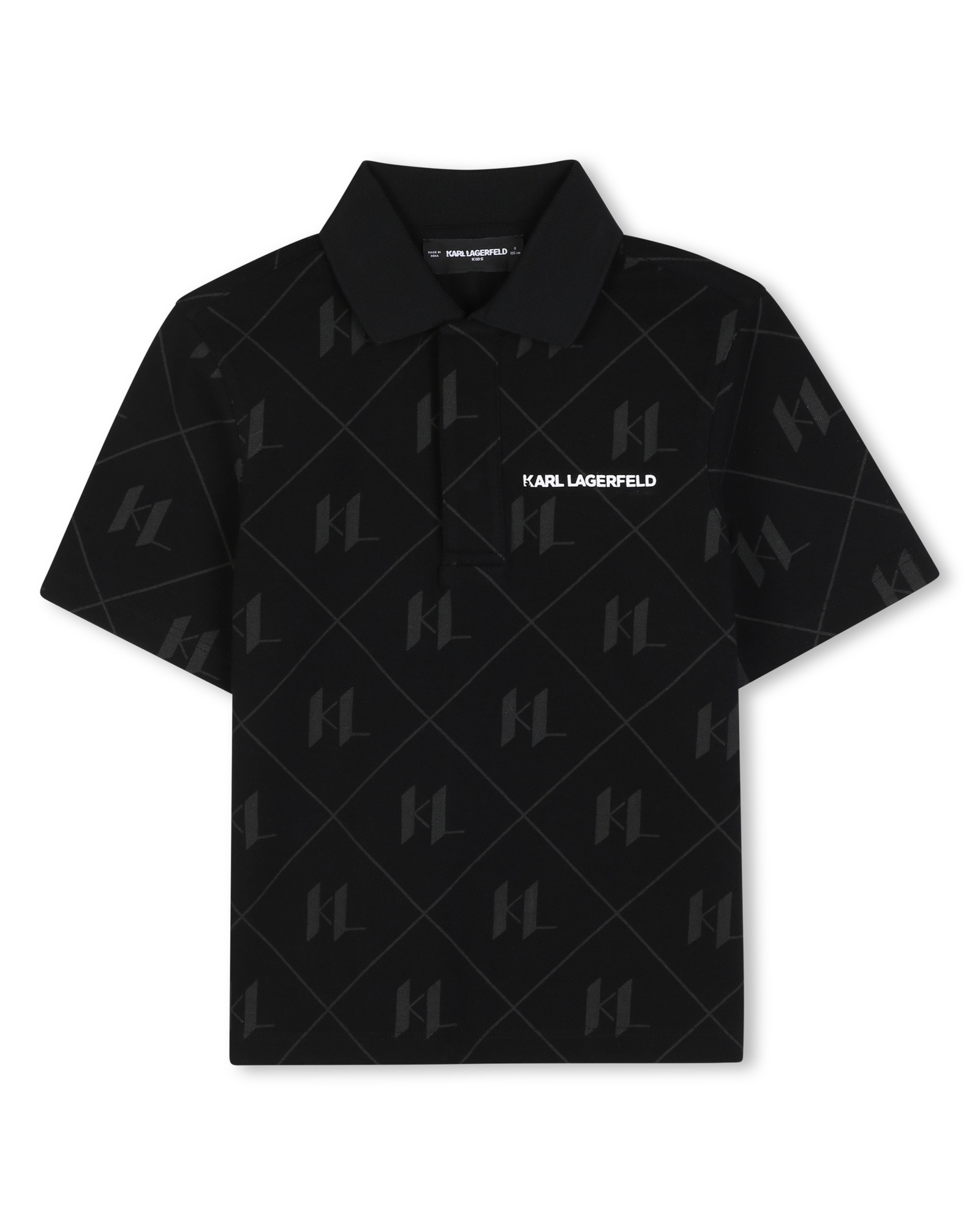 Polo de niño de manga corta con fantasía - Karl Lagerfeld Kids - Negro Negro-1