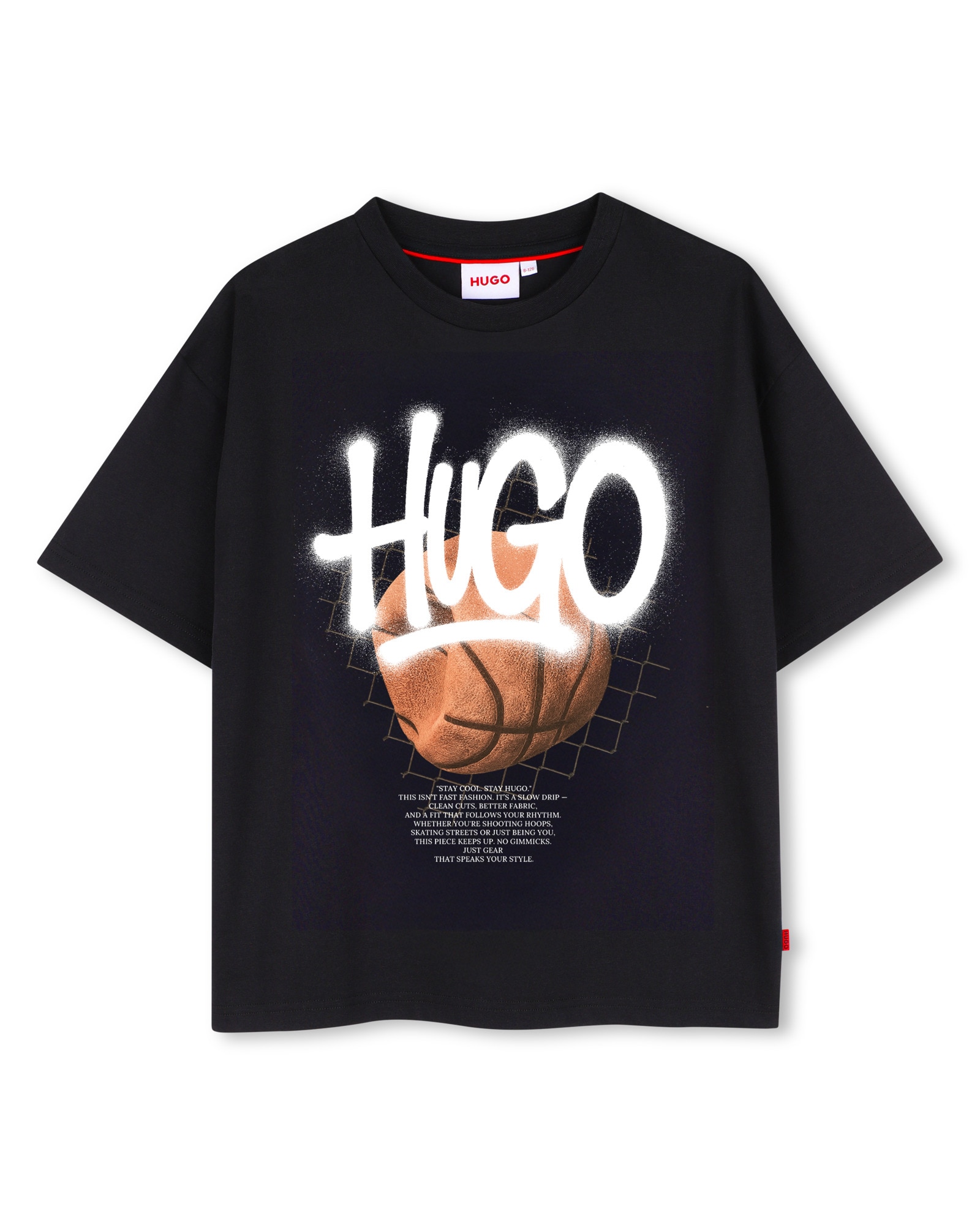 Imagen 0 de Camiseta de niño de manga corta con estampado grande Negro