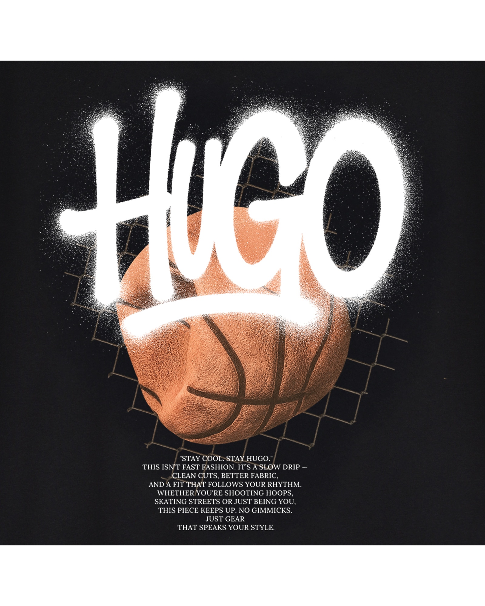 Camiseta de niño de manga corta con estampado grande - Hugo - Negro Negro-2