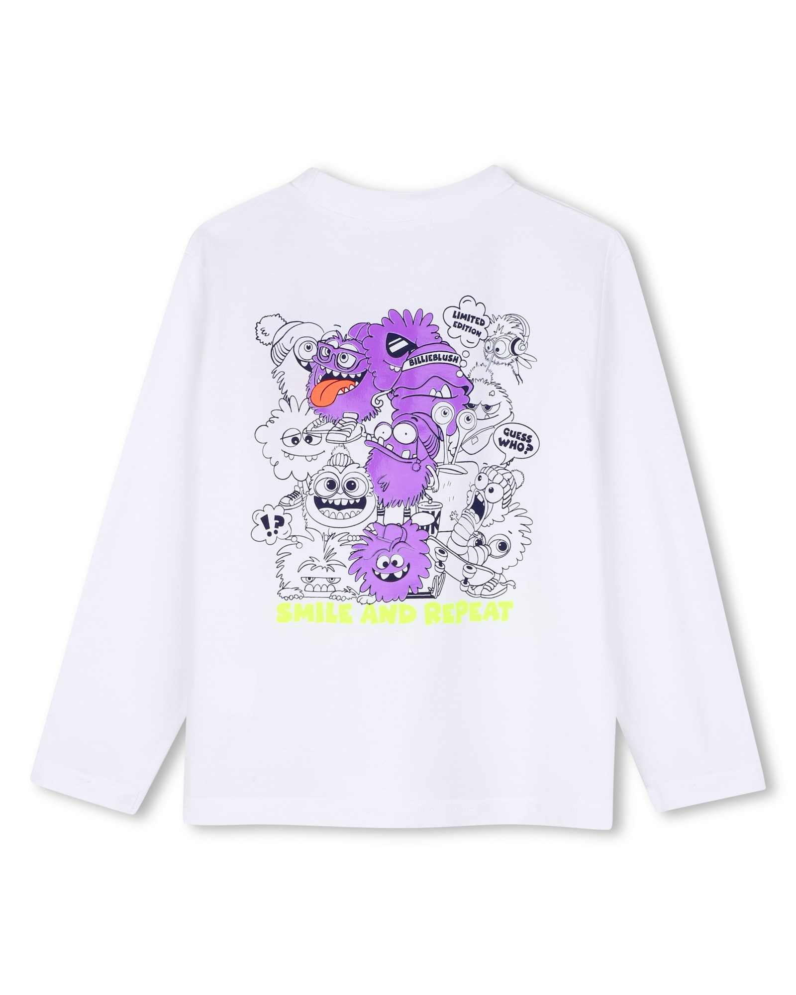 Camiseta de niño de manga larga con estampado grande - Billieblush - Blanco Blanco-3