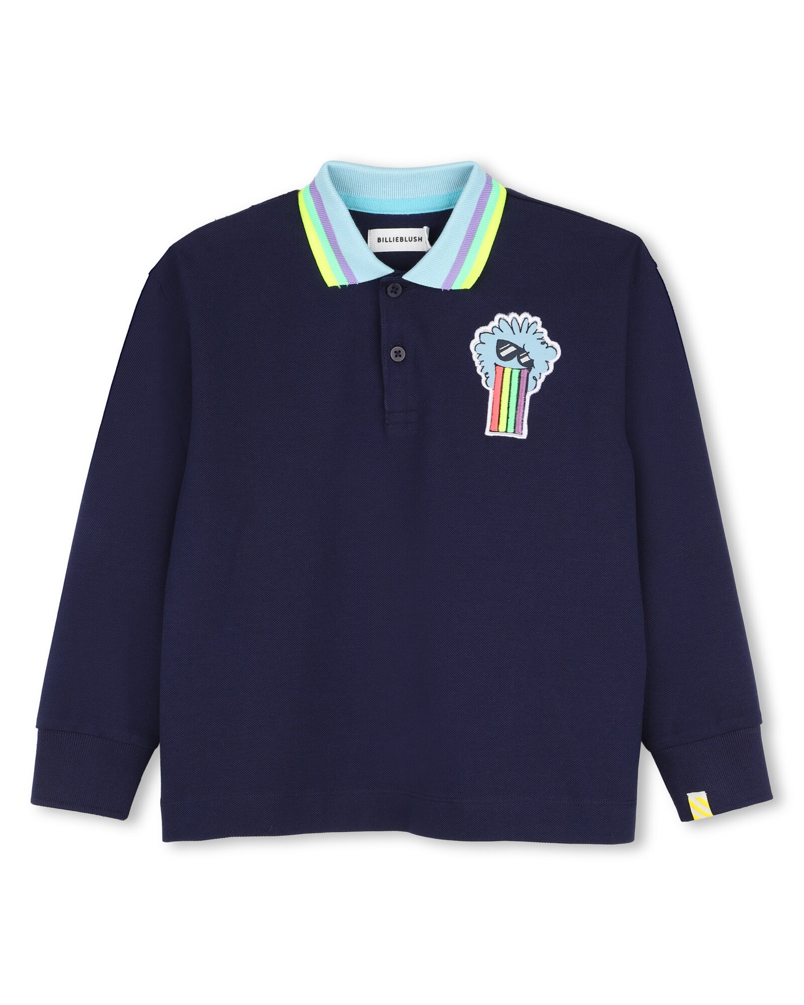 Polo de niño de manga larga con estampado grande - Billieblush - Azul marino Azul marino-1