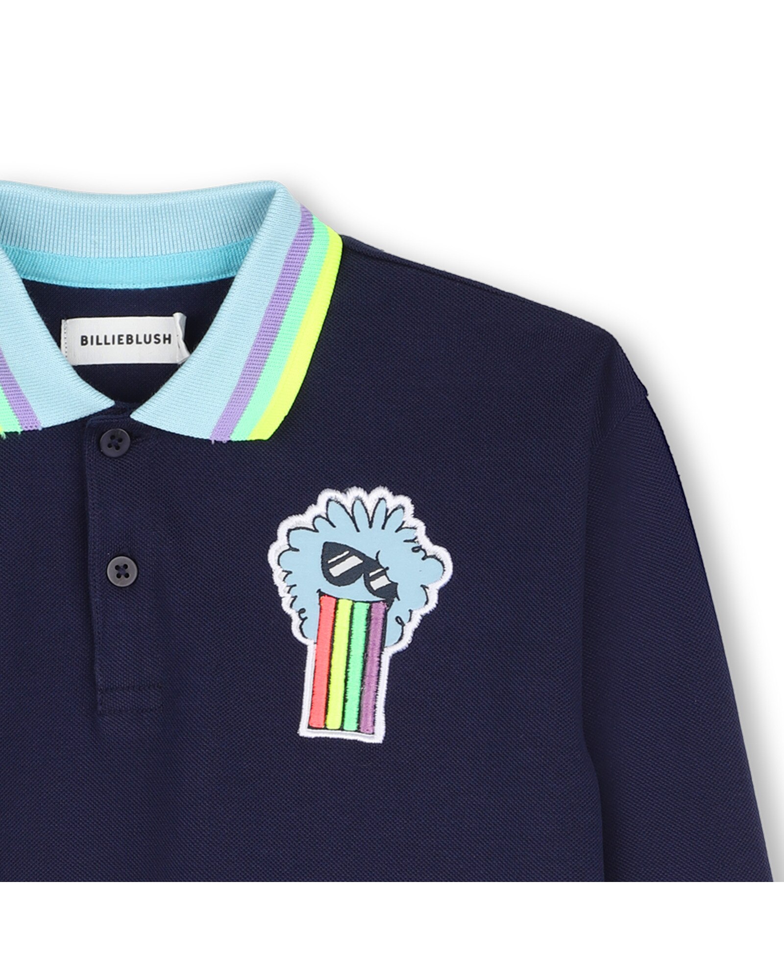 Polo de niño de manga larga con estampado grande - Billieblush - Azul marino Azul marino-2