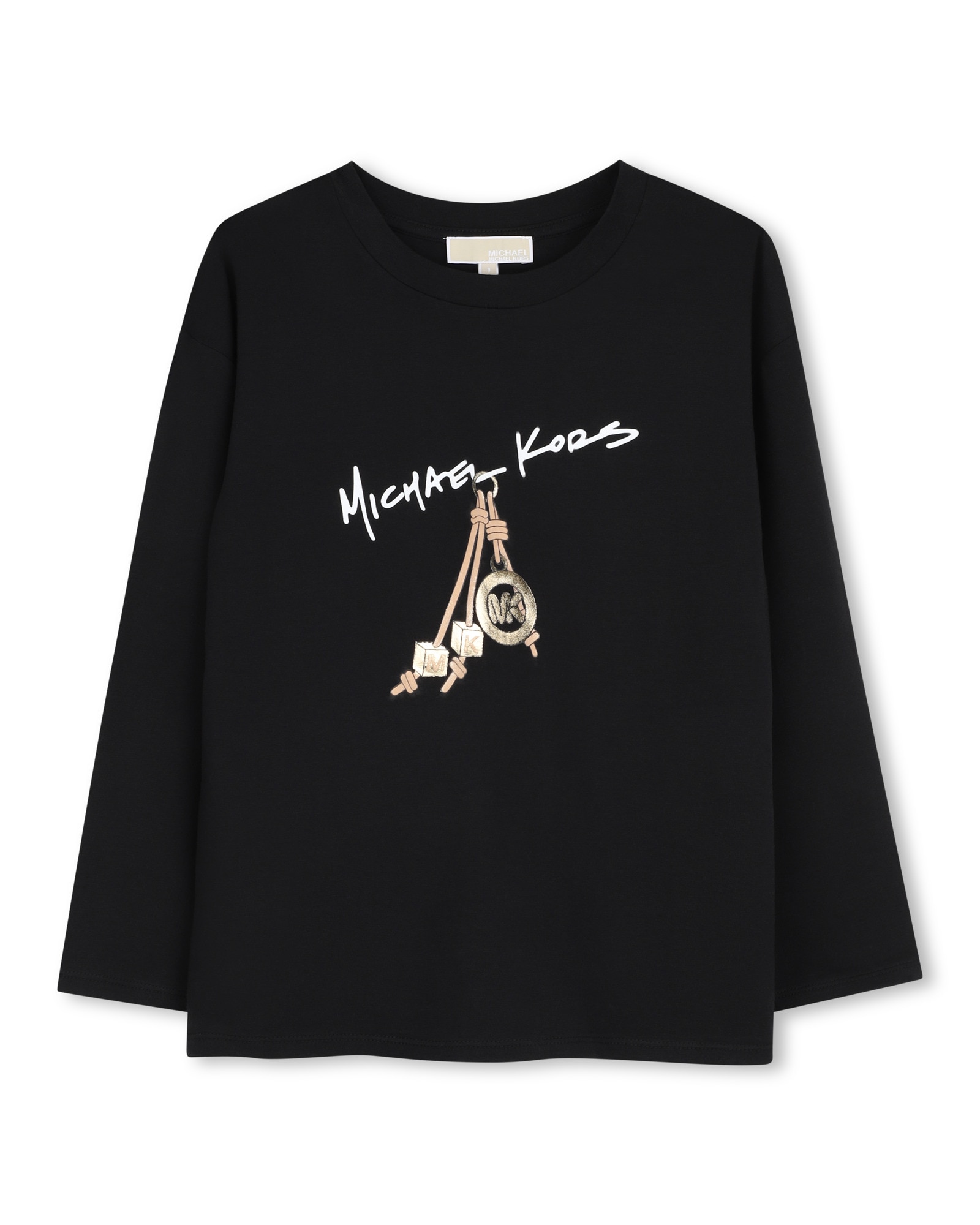 Imagen 1 de Camiseta de niña de manga larga con estampado grande Negro
