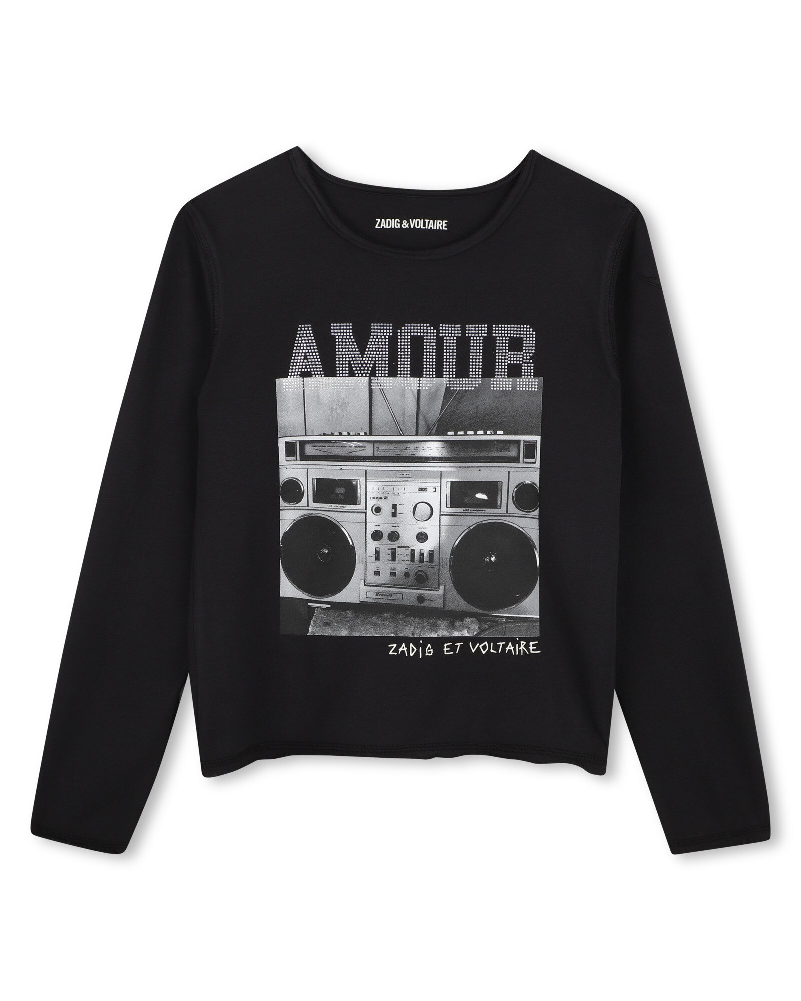 Imagen 0 de Camiseta de niña de manga larga con estampado grande Negro