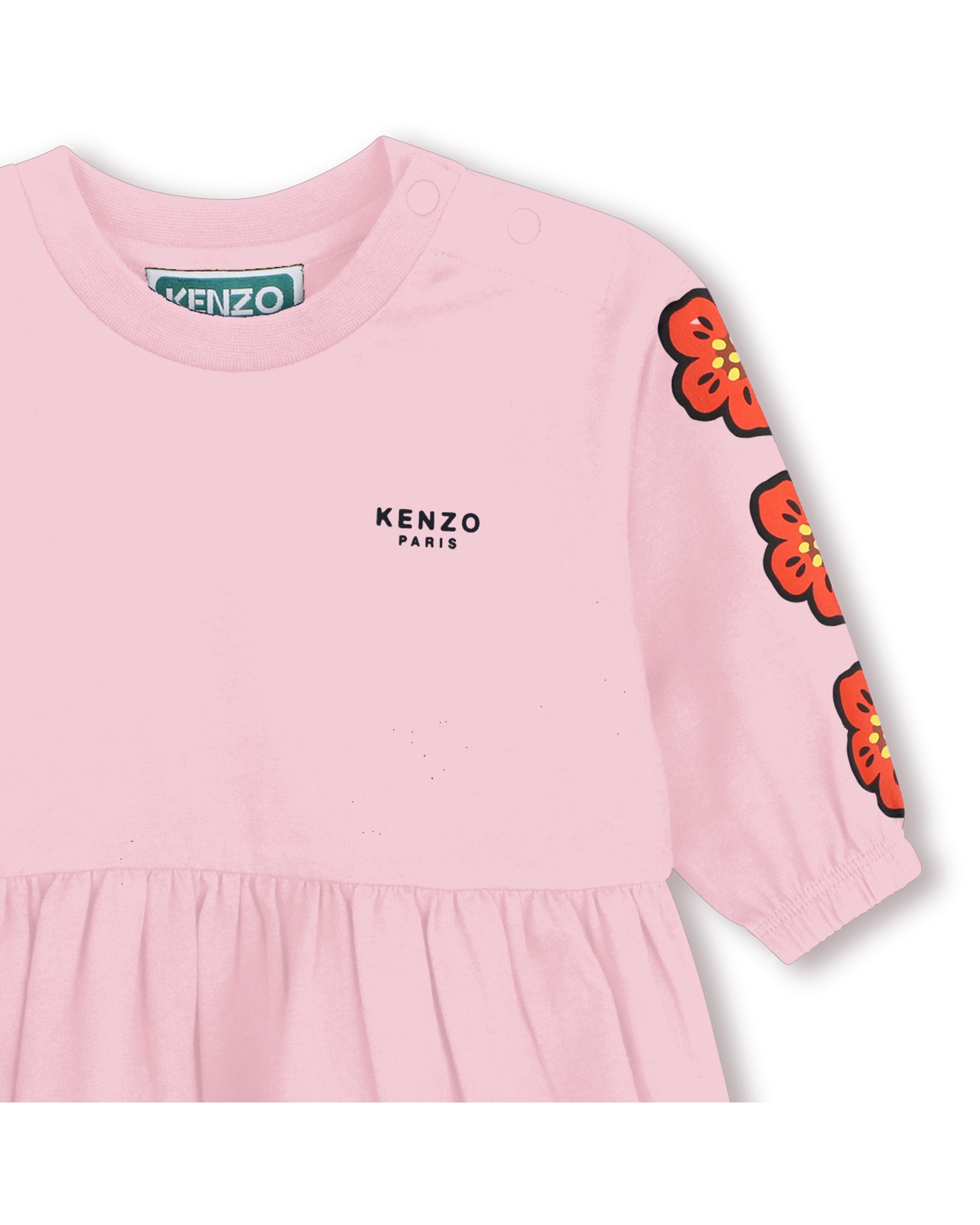 Vestido de niña de manga larga con estampado grande - Kenzo Kids - Rosa Rosa-2