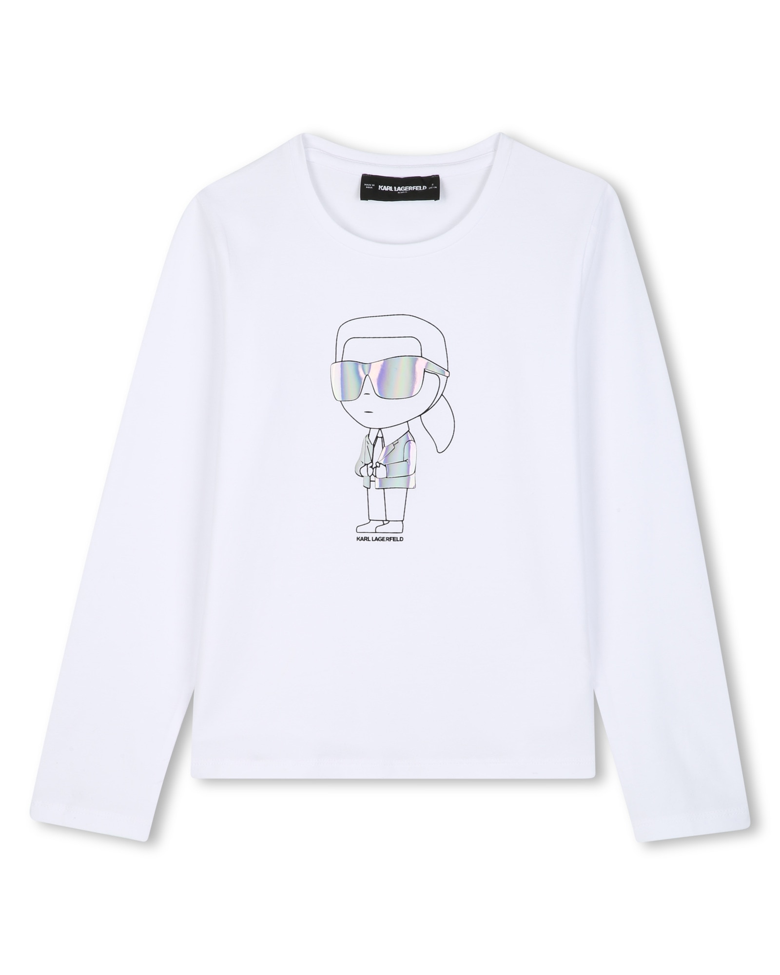 Imagen 0 de Camiseta de niña de manga larga con estampado grande Blanco