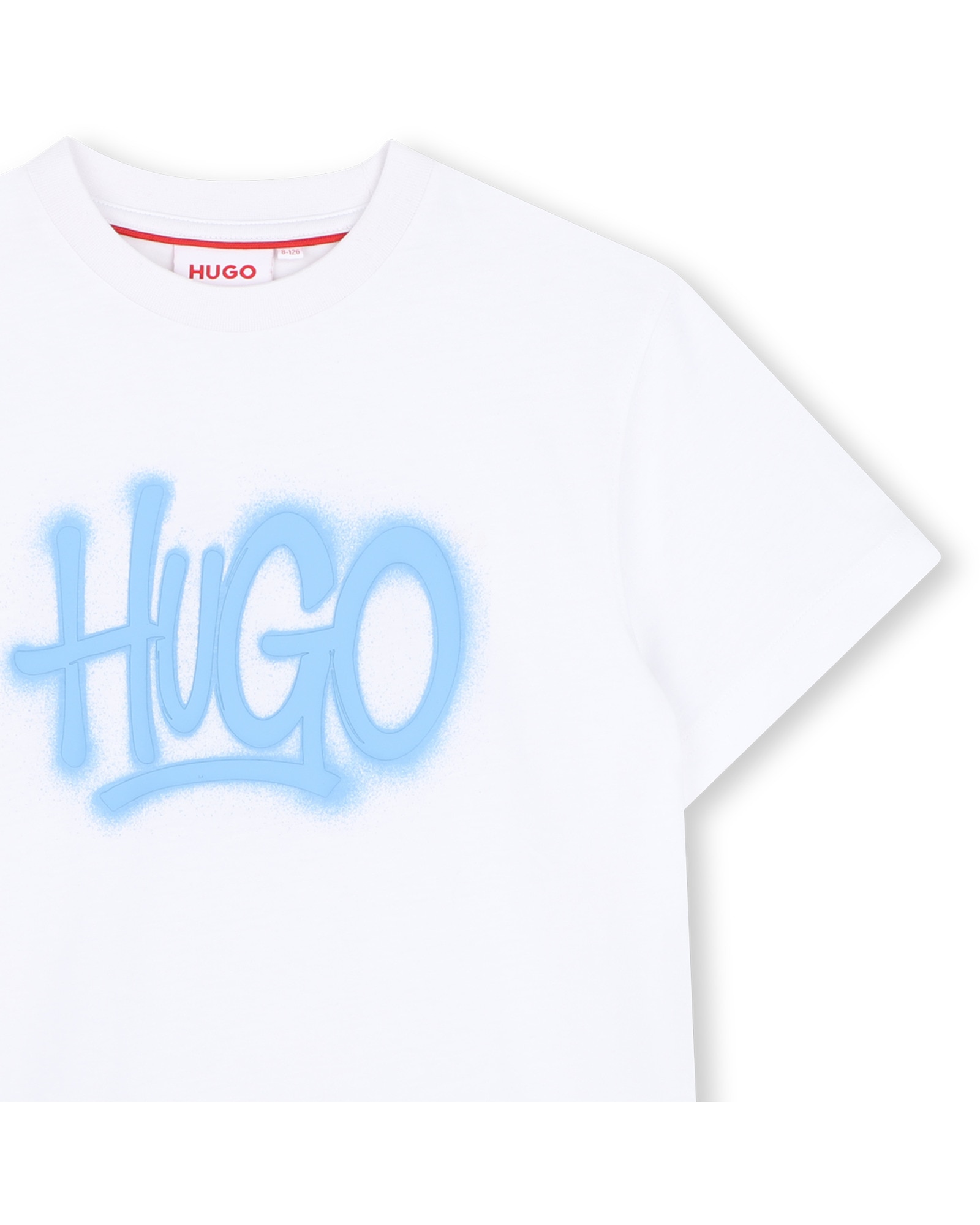 Camiseta de niño de manga corta con estampado grande - Hugo - Blanco Blanco-2