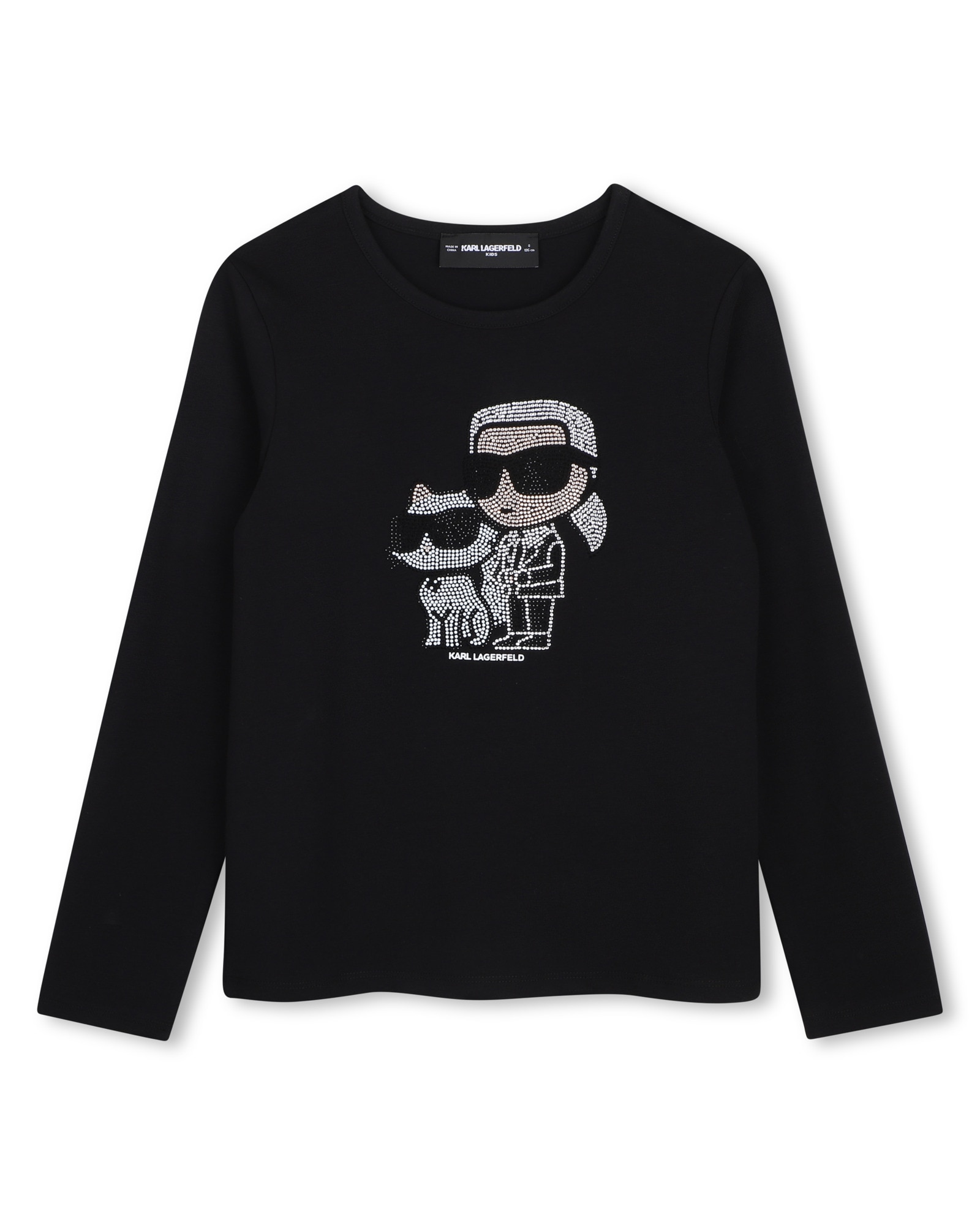 Imagen 0 de Camiseta de niña de manga larga con estampado grande Negro
