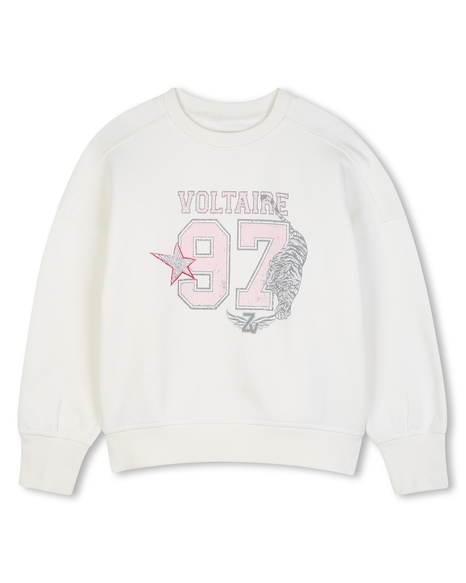 Imagen 0 de Sudadera con capucha de niña con estampado grande Crema
