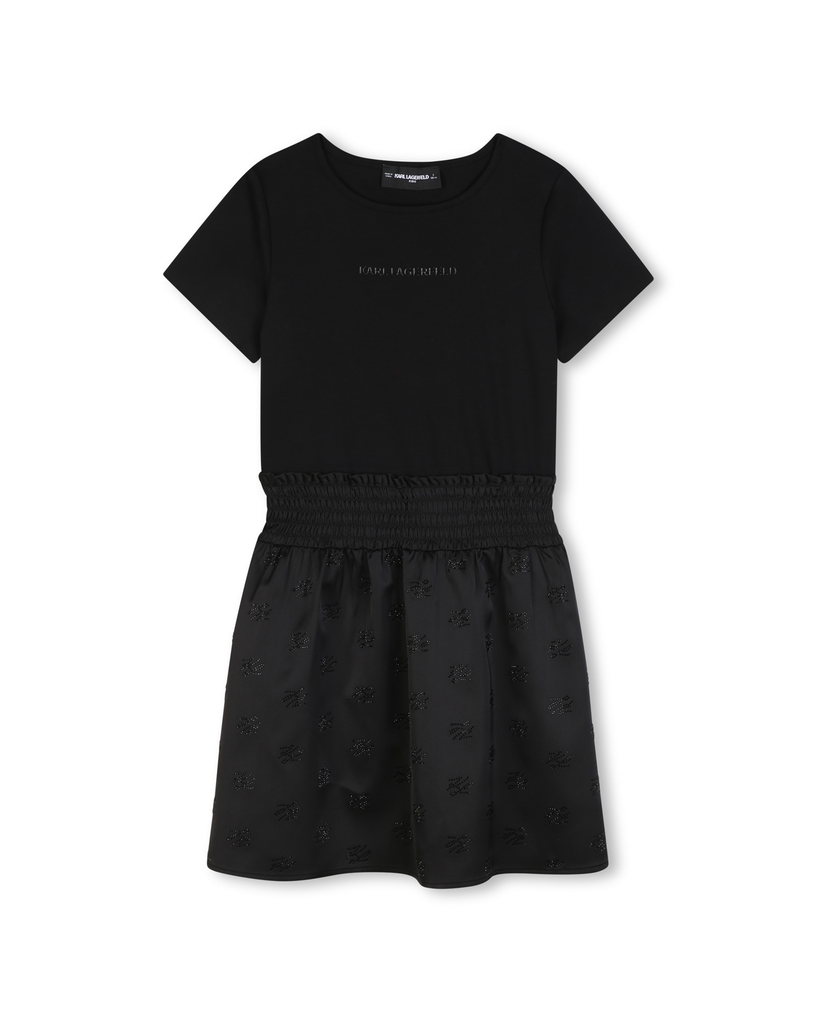 Imagen 1 de Vestido de niña de manga corta con fantasía - Karl Lagerfeld Kids - Negro Negro