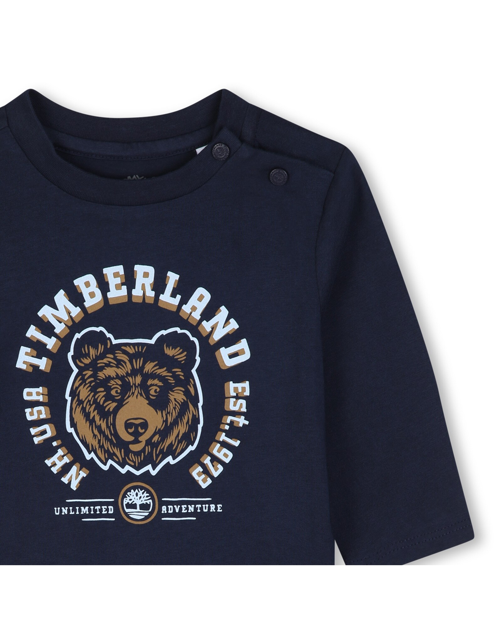 Camiseta de bebé niño de manga larga con estampado grande - Timberland - Azul marino Azul marino-2