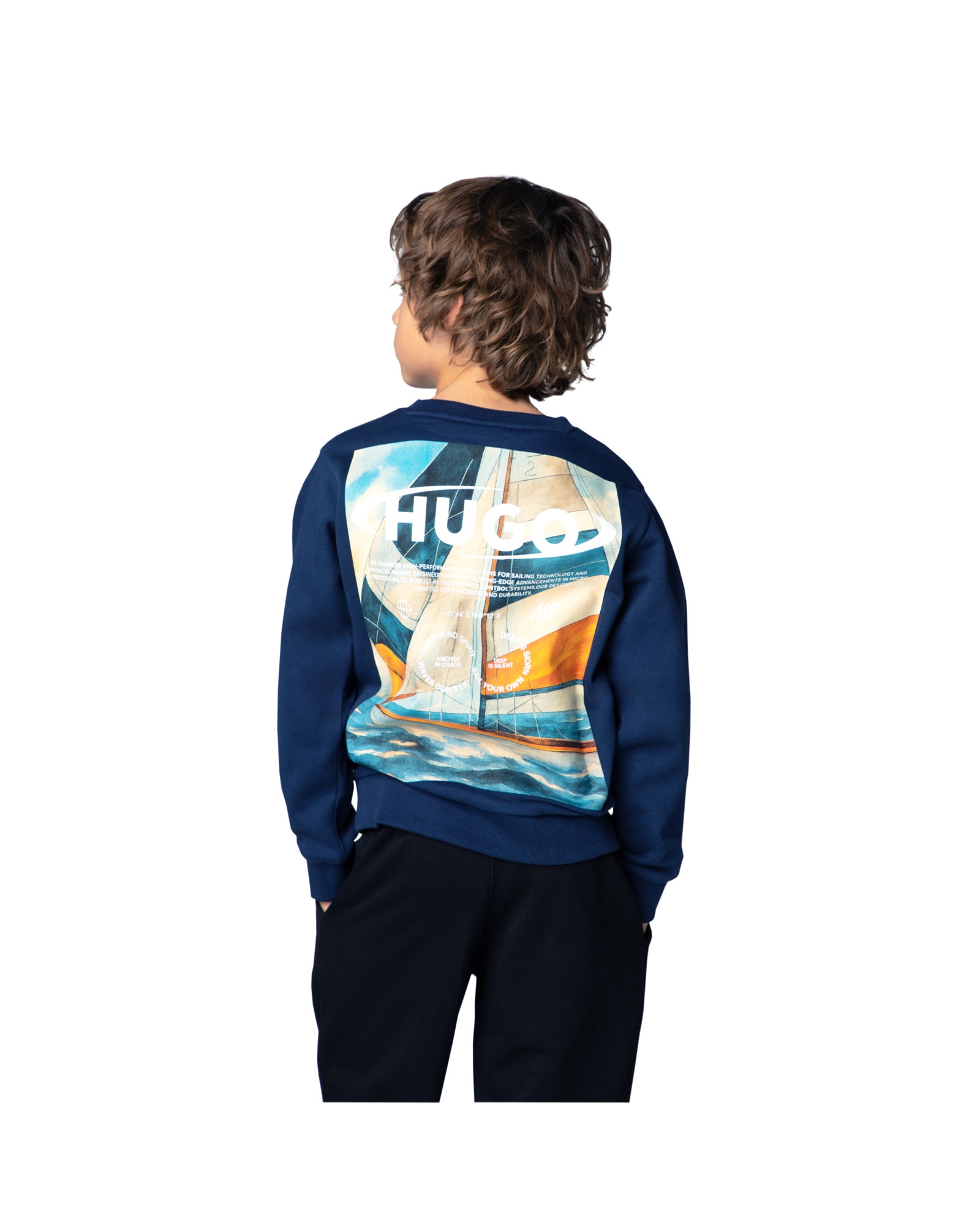 Imagen 2 de Sudadera con capucha de niño con fantasía - Hugo - Azul marino Azul marino