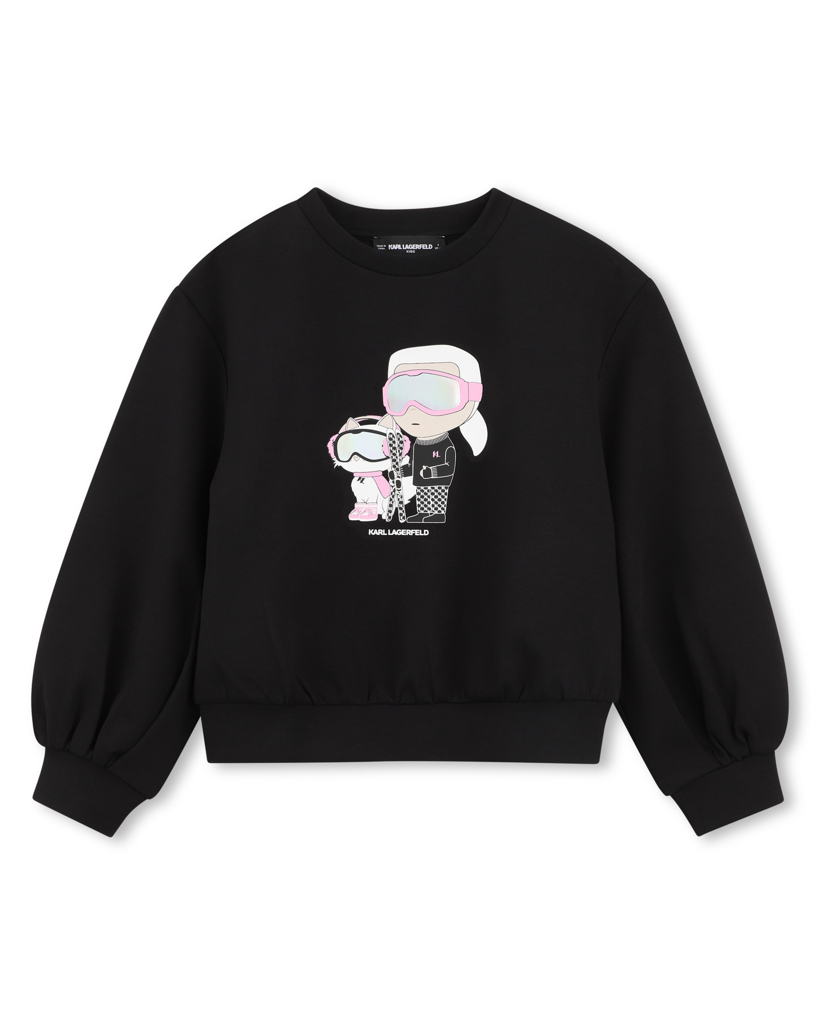 Imagen 0 de Sudadera con capucha de niña con estampado grande Negro