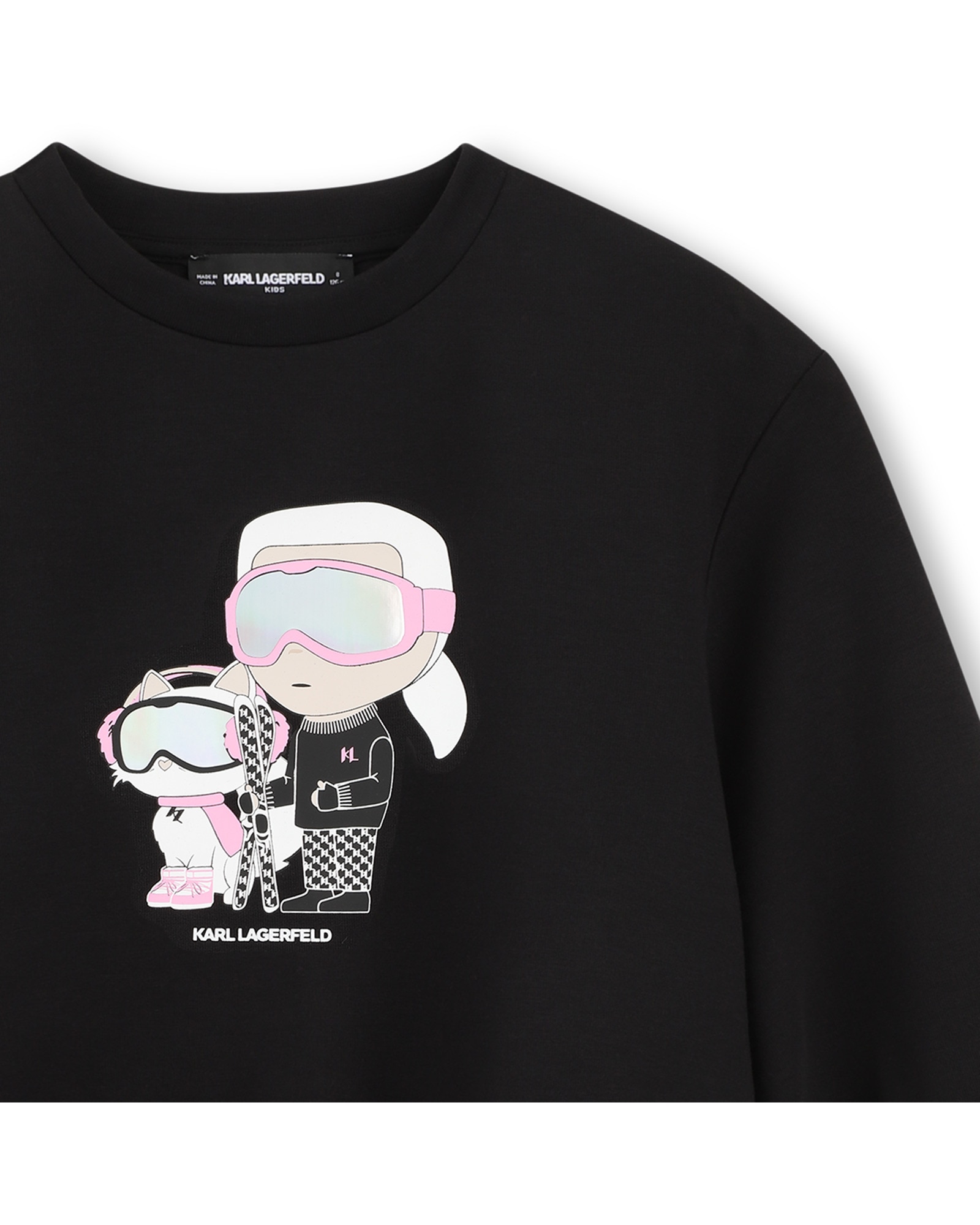 Sudadera con capucha de niña con estampado grande - Karl Lagerfeld Kids - Negro Negro-2