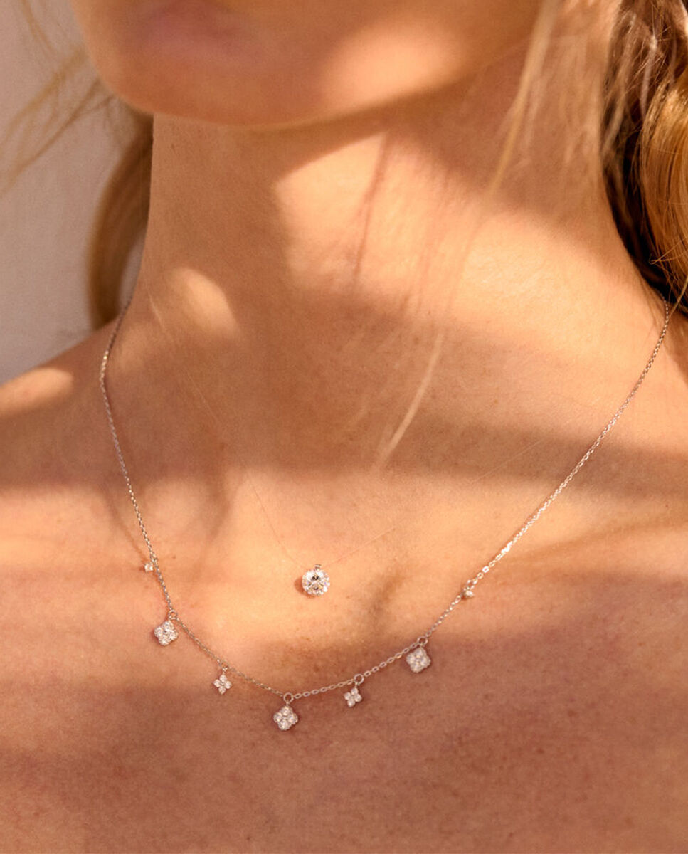 Collar corto fil magique - Agatha Paris - cristal / plateado filmagiq - Blanco Blanco-3