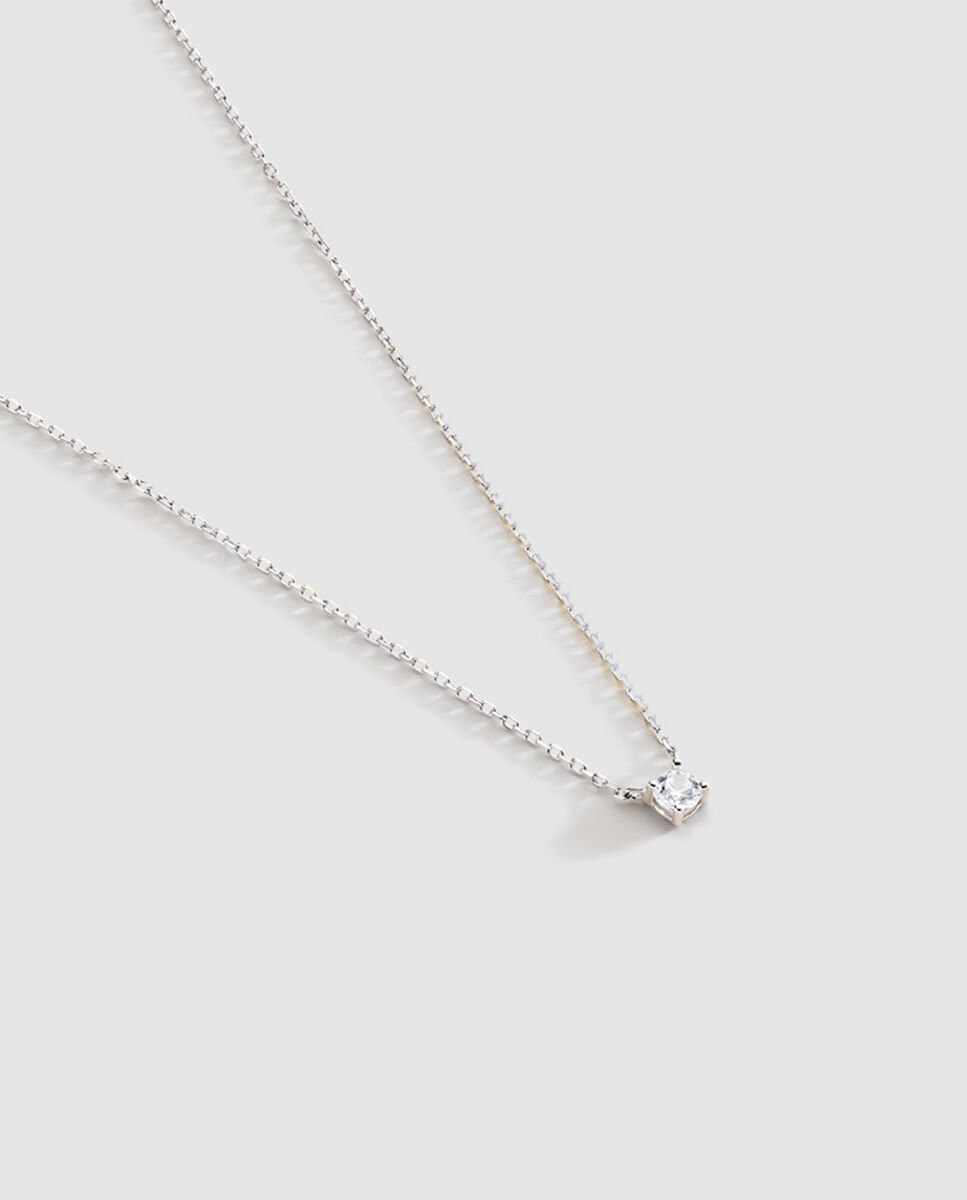 Collar corto Solitari cristal plateado - Agatha Paris - Plata Plata-1