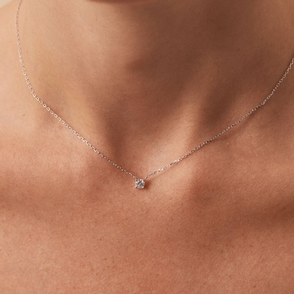 Collar corto Solitari cristal plateado - Agatha Paris - Plata Plata-3