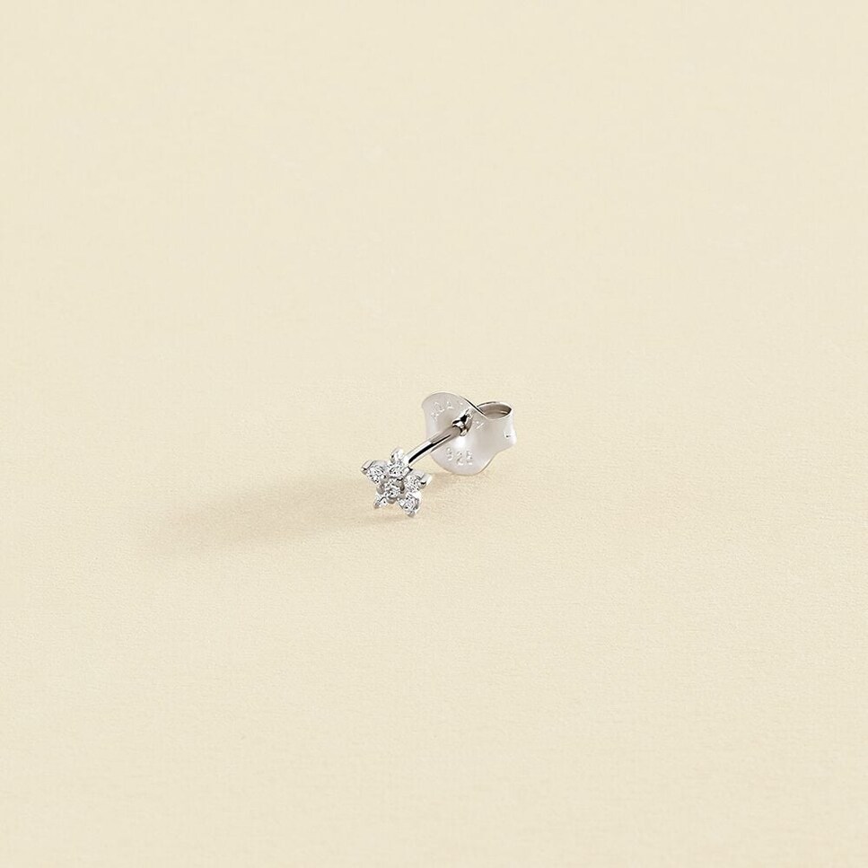 Pendiente x1 flore con 6 circonitas Plata-2