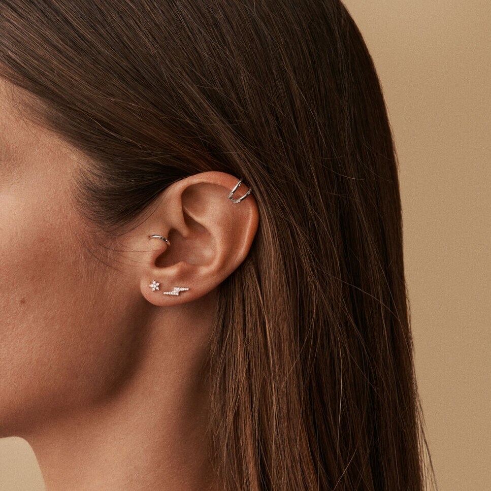 Pendiente x1 flore con 6 circonitas Plata-3