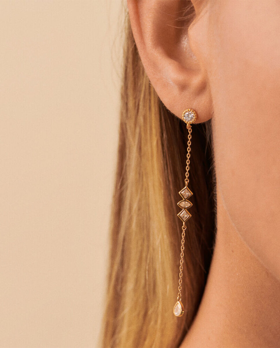 Imagen 2 de Pendientes largos prisma circonitas - Agatha Paris - Dorado Dorado