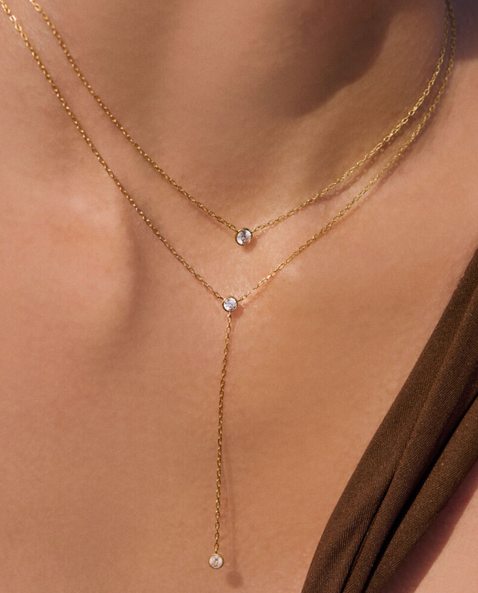 Imagen 0 de Cadena con colgante corto brillant - cristal dorado Blanco