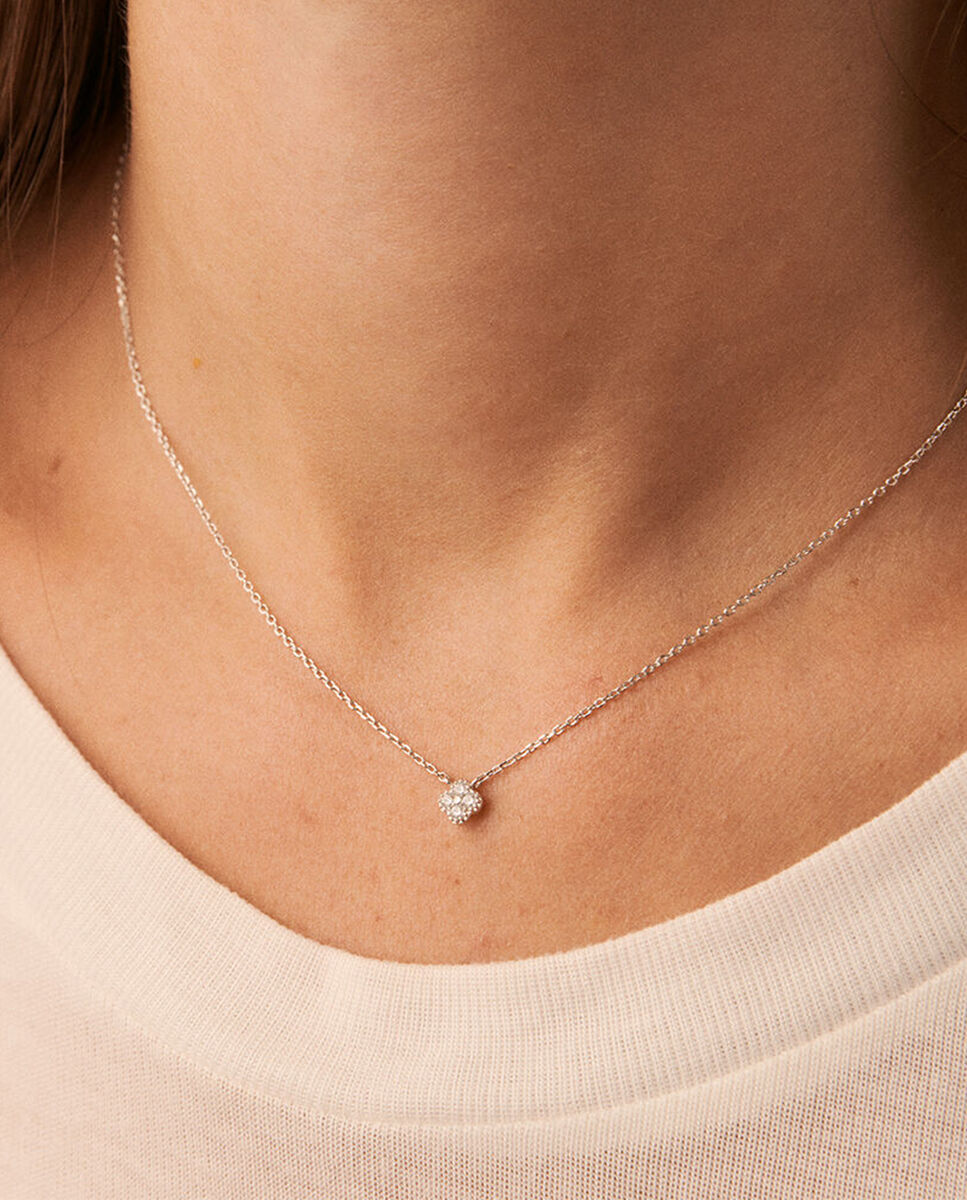 Cadena con colgante corta beloved - Agatha Paris - cristal plateado - Blanco Blanco-2